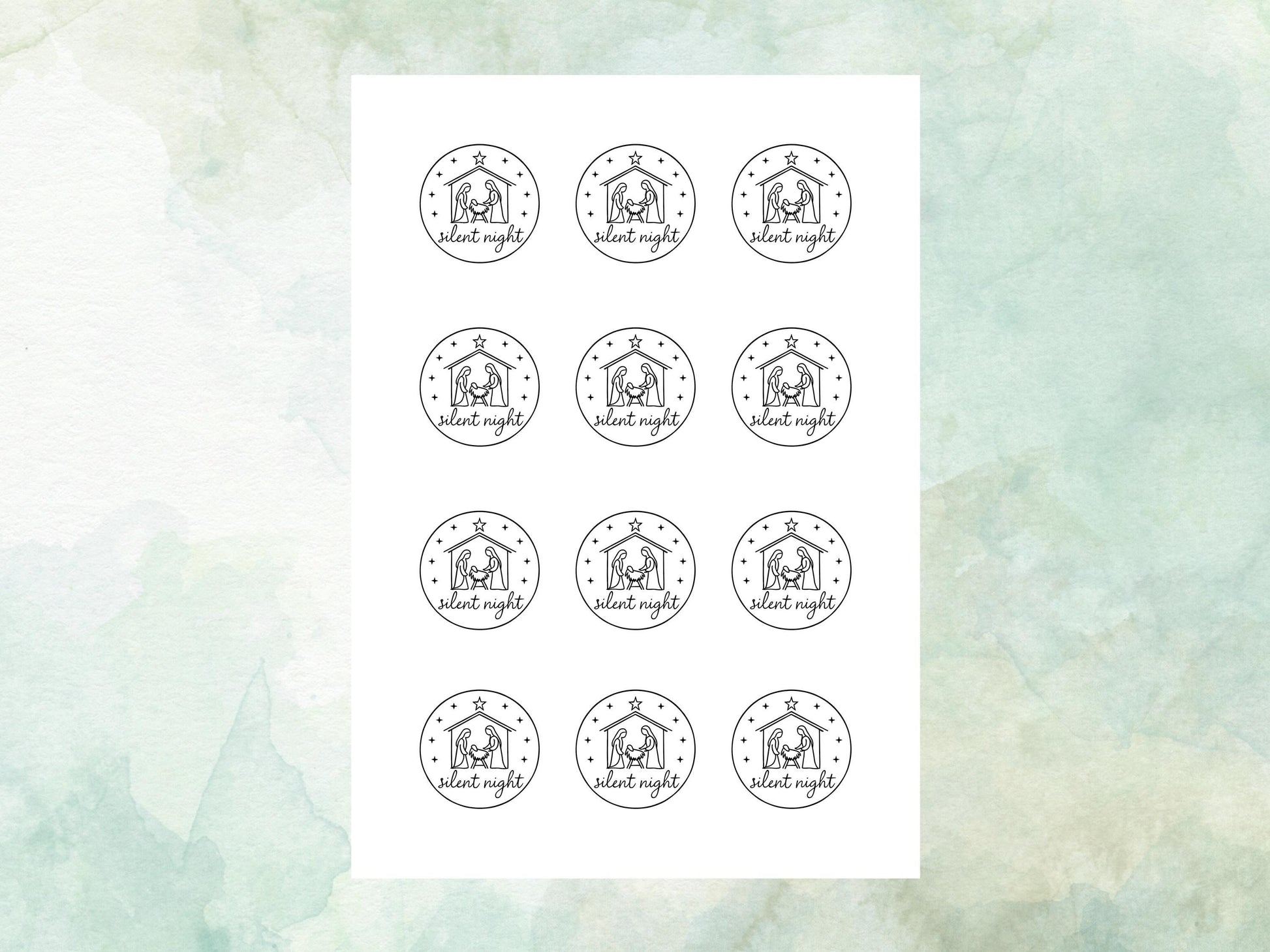 Christmas Nativity Edible Cupcake Toppers 12 x 2" – Pre cut Wafer Paper, Card or Icing Sheet