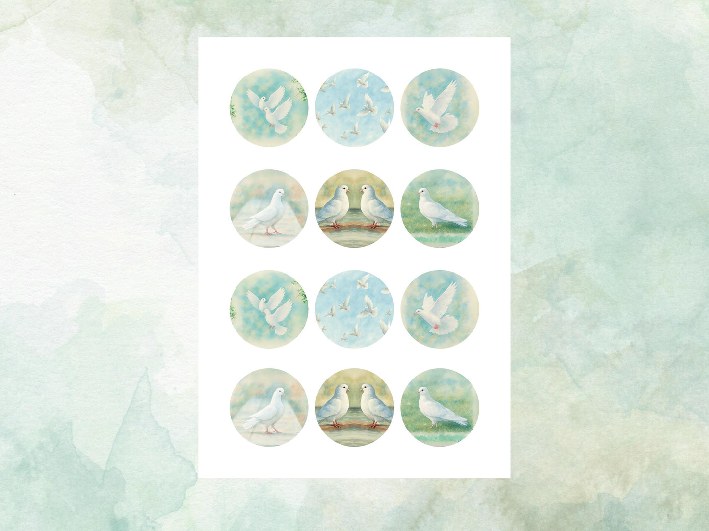 White Dove Edible Cupcake Toppers 12 x 2" Wafer Paper, Card, or Icing