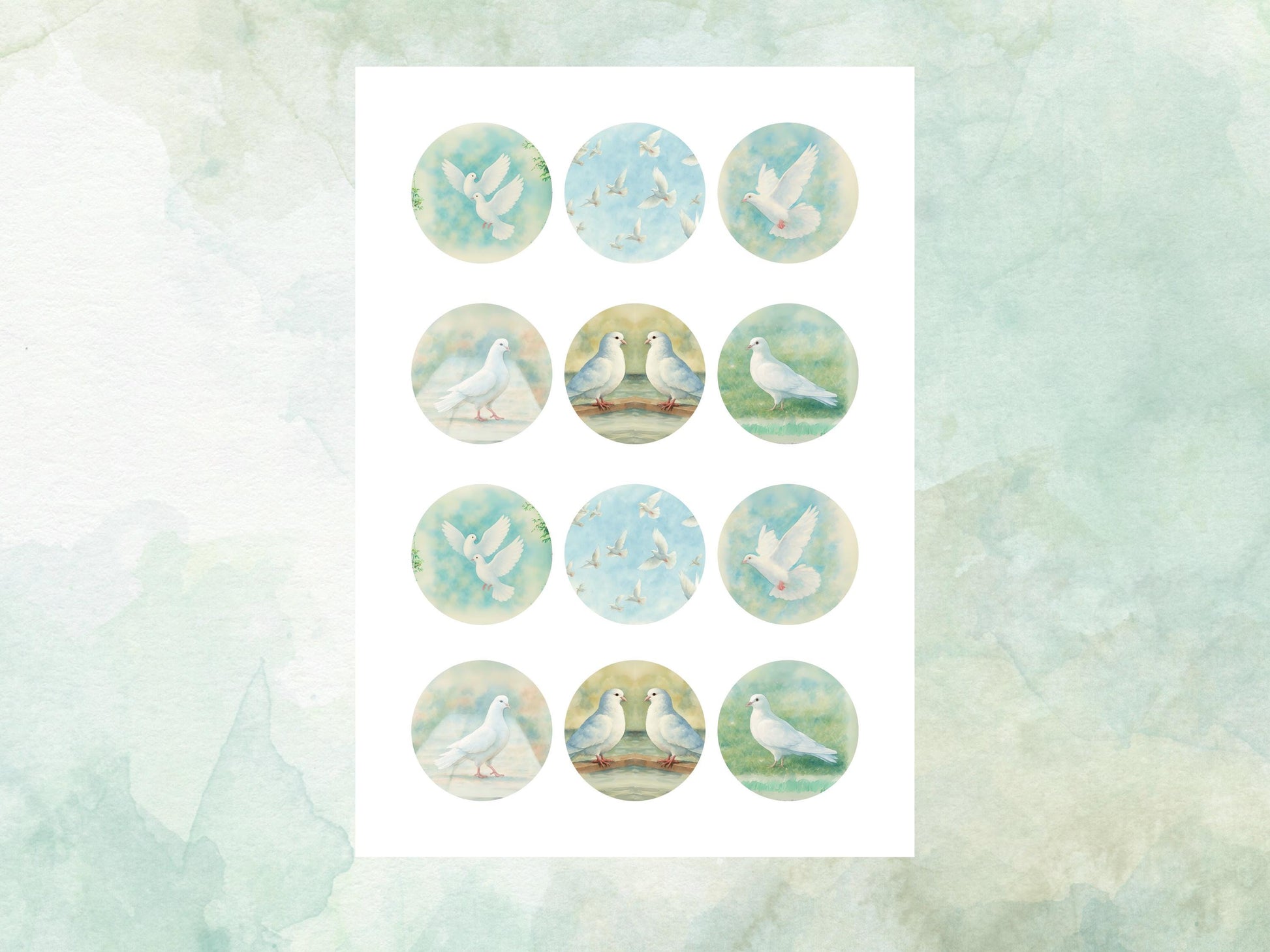 White Dove Edible Cupcake Toppers 12 x 2" Wafer Paper, Card, or Icing