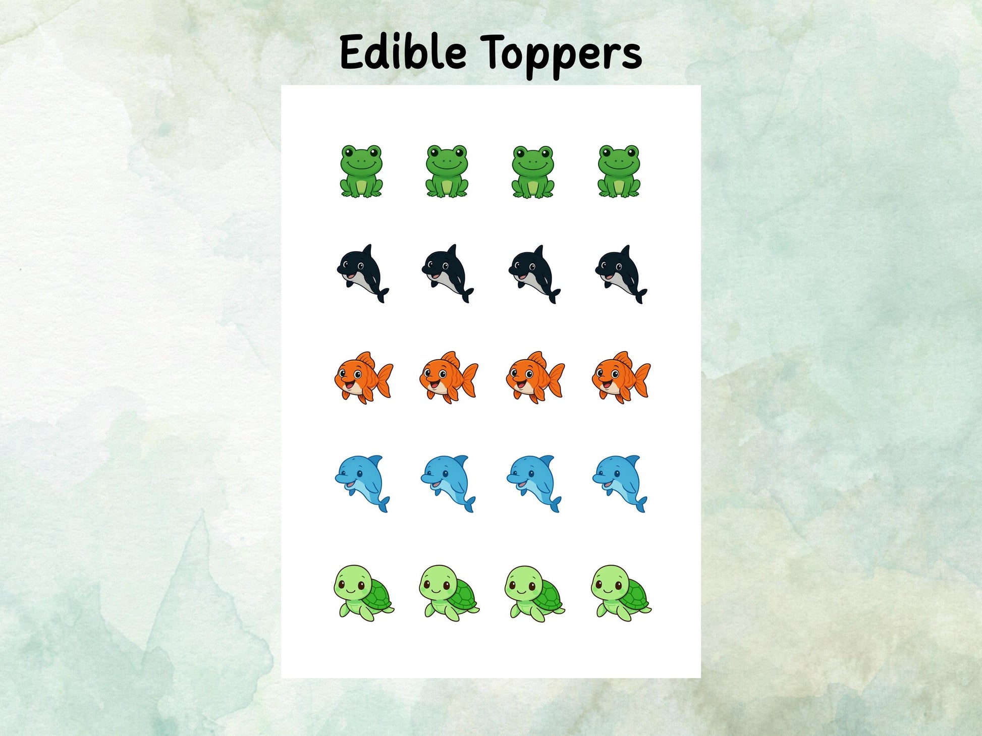 Ocean Animal Edible Cake Pop Toppers: 20 x 1.5" Wafer Paper or Wafer Card