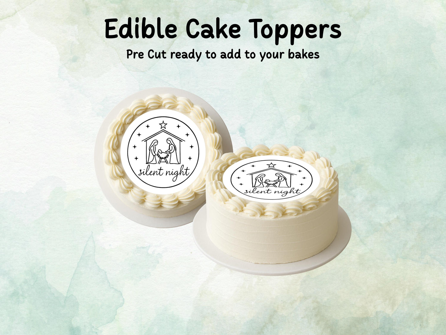 Nativity Christmas Edible Cake Topper: Pre Cut 6", 7" & 8" Wafer Paper, Card, or Icing Sheet