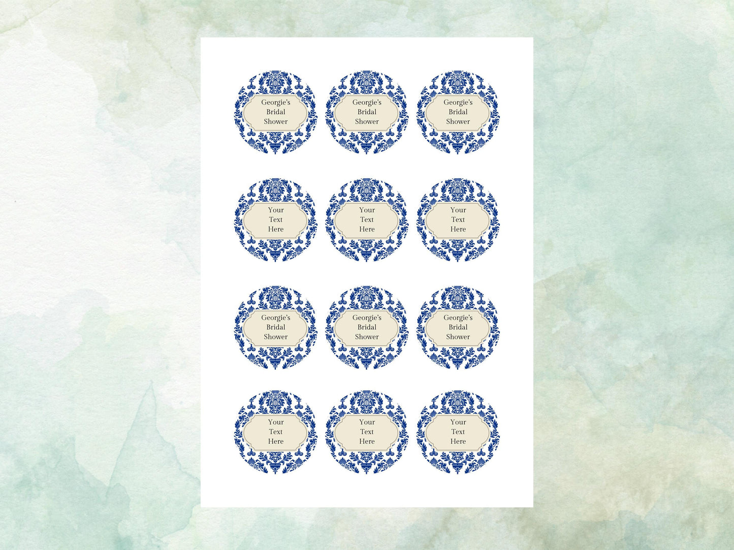 Personalised Edible Cupcake Toppers 12 x 2" – Pre cut Wafer Paper, Card or Icing Sheet, Bridal Shower Cake Topper, Wedding Favors