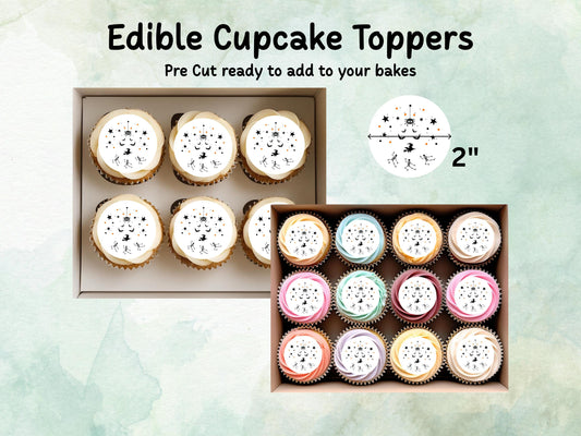 Spooky Halloween Edible Cupcake Toppers 12 x 2" – Pre cut Wafer Paper, Card or Icing Sheet, Halloween Party Decoration