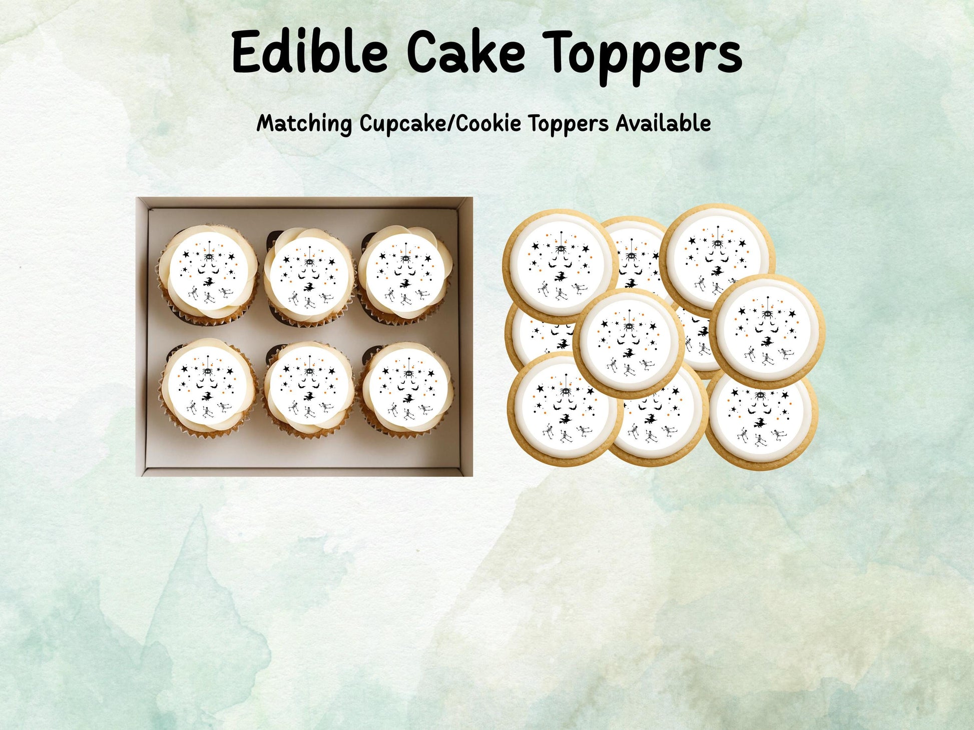 Spooky Halloween Design Cake Topper: 6", 7" & 8" Pre Cut Edible Wafer, Card, or Icing Sheet