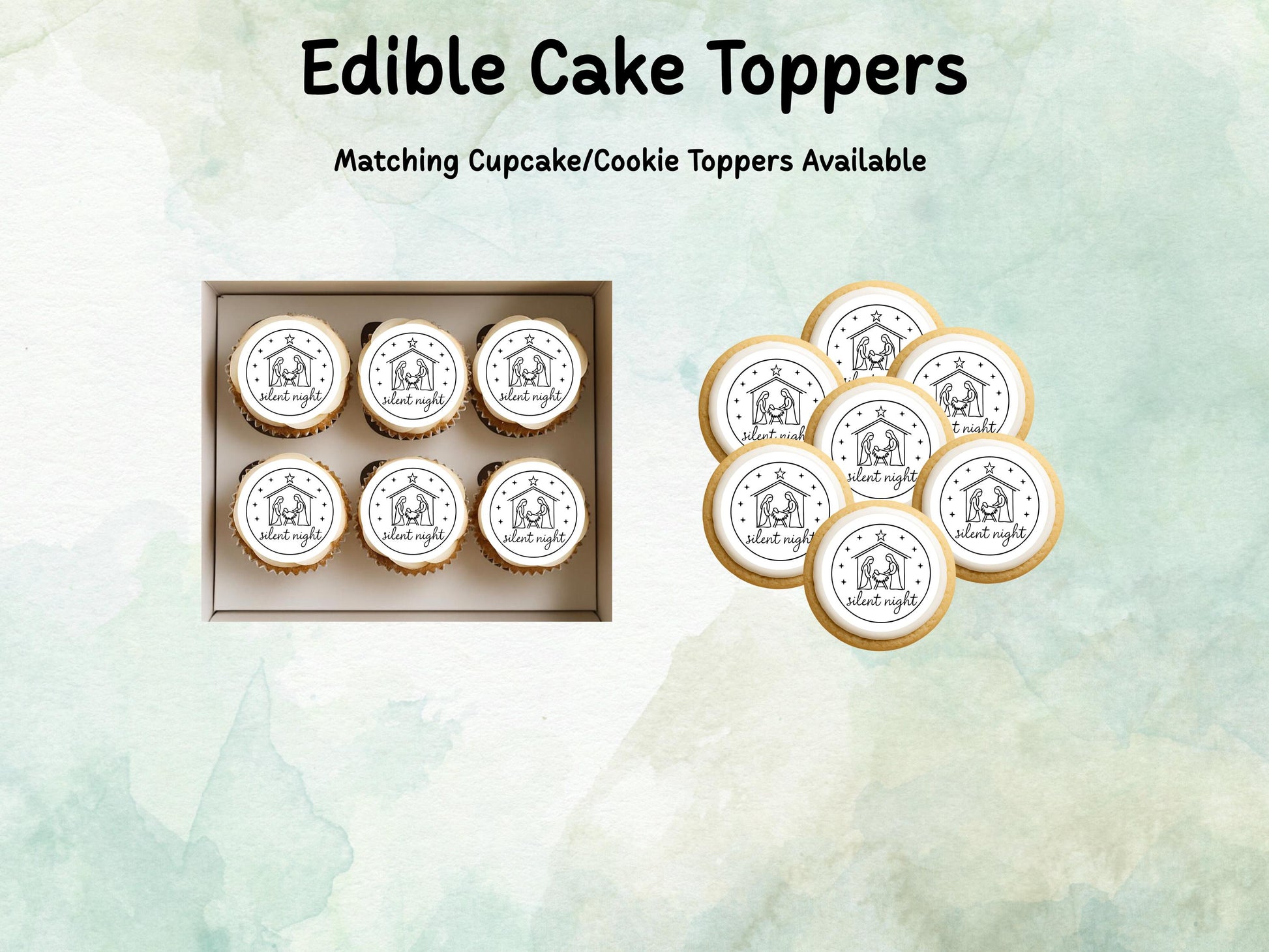 Nativity Christmas Edible Cake Topper: Pre Cut 6", 7" & 8" Wafer Paper, Card, or Icing Sheet