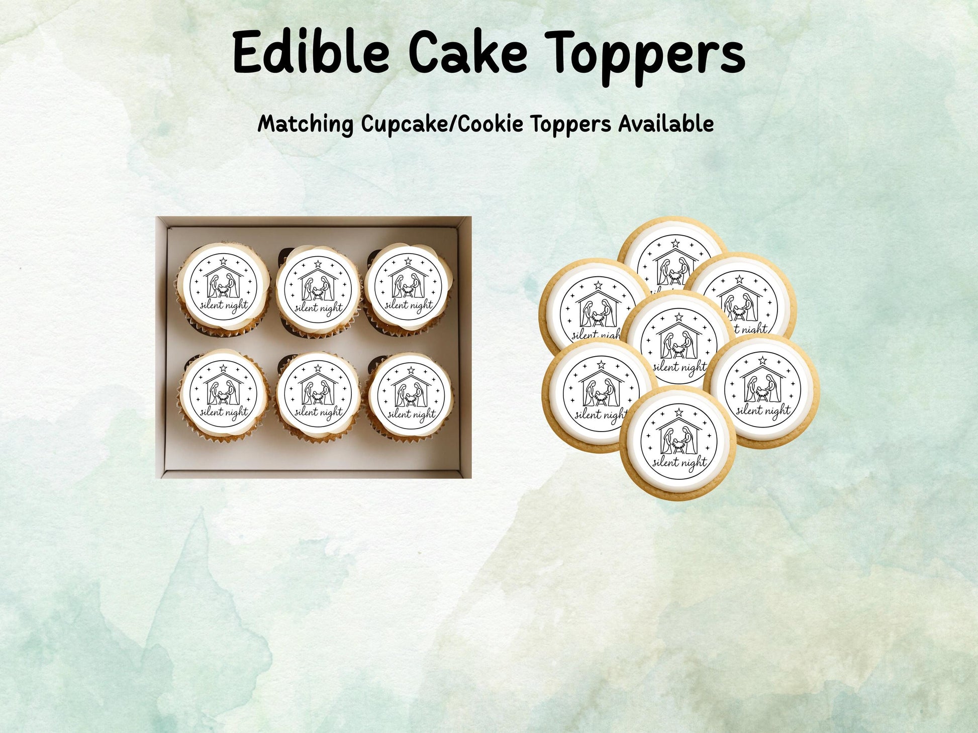 Nativity Christmas Cake Topper: Edible Wafer Paper, Card, or Icing