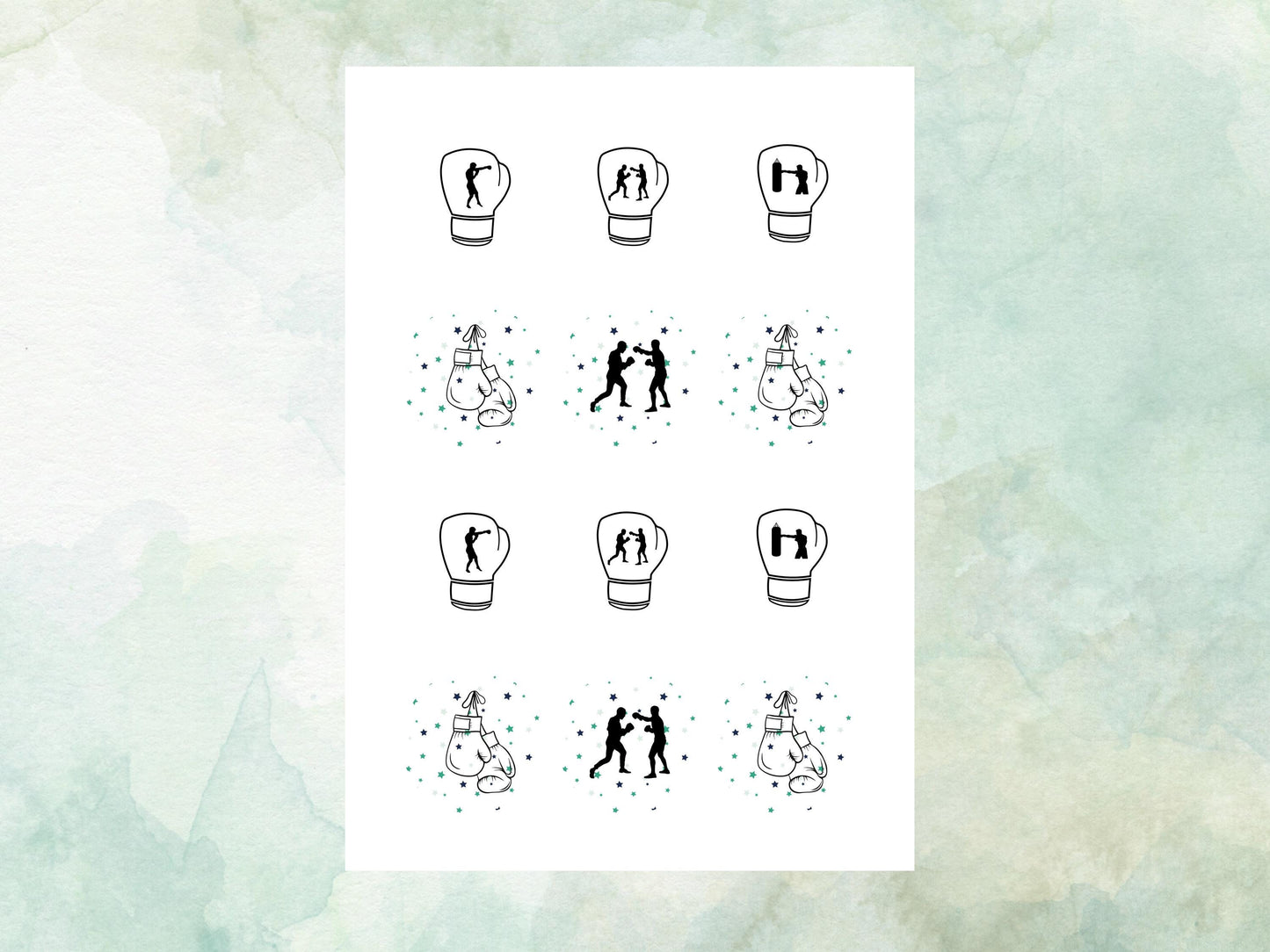 Boxing Edible Cupcake Toppers 12 x 2" – Pre cut Wafer Paper, Card or Icing Sheet, Sports Party Decoration, Cake images