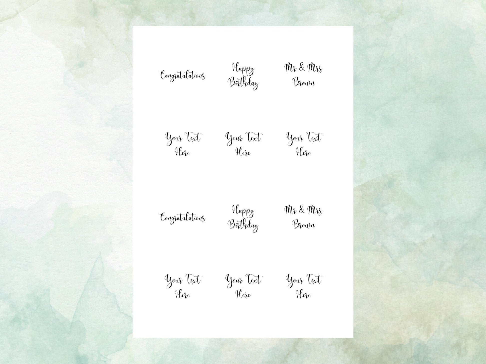 Personalised Edible Cupcake Toppers 12 x 2" – Pre cut Wafer Paper, Card or Icing Sheet