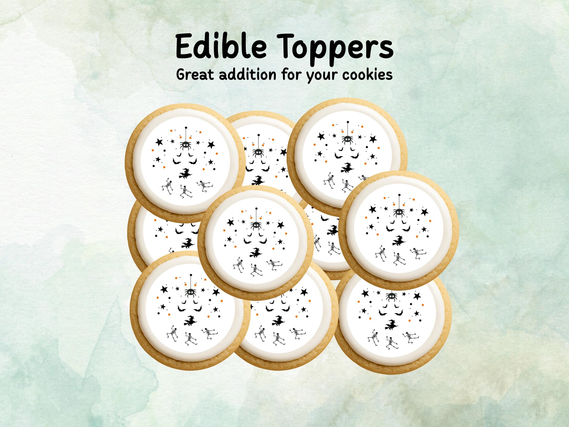 Spooky Halloween Edible Cupcake Toppers 12 x 2" – Pre cut Wafer Paper, Card or Icing Sheet, Halloween Party Decoration