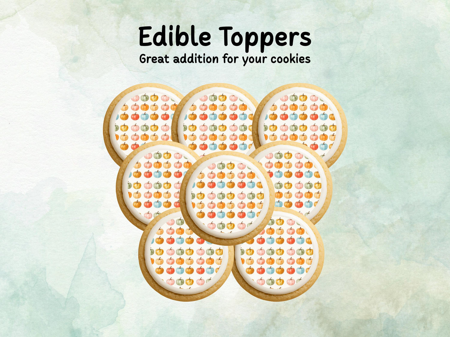 Pumpkin Edible Cupcake Toppers 12 x 2" – Pre cut Wafer Paper, Card or Icing Sheet, Halloween Party Decoration