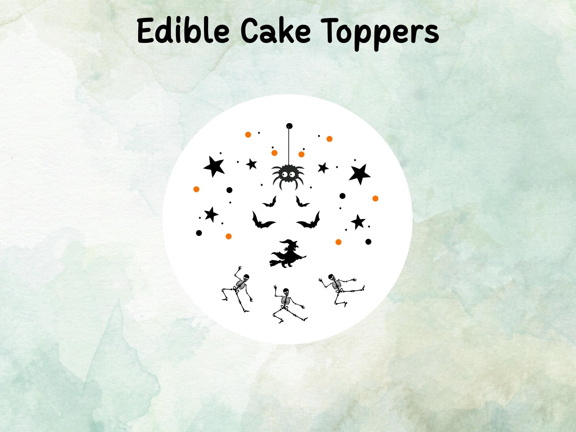 Spooky Halloween Design Cake Topper: 6", 7" & 8" Pre Cut Edible Wafer, Card, or Icing Sheet