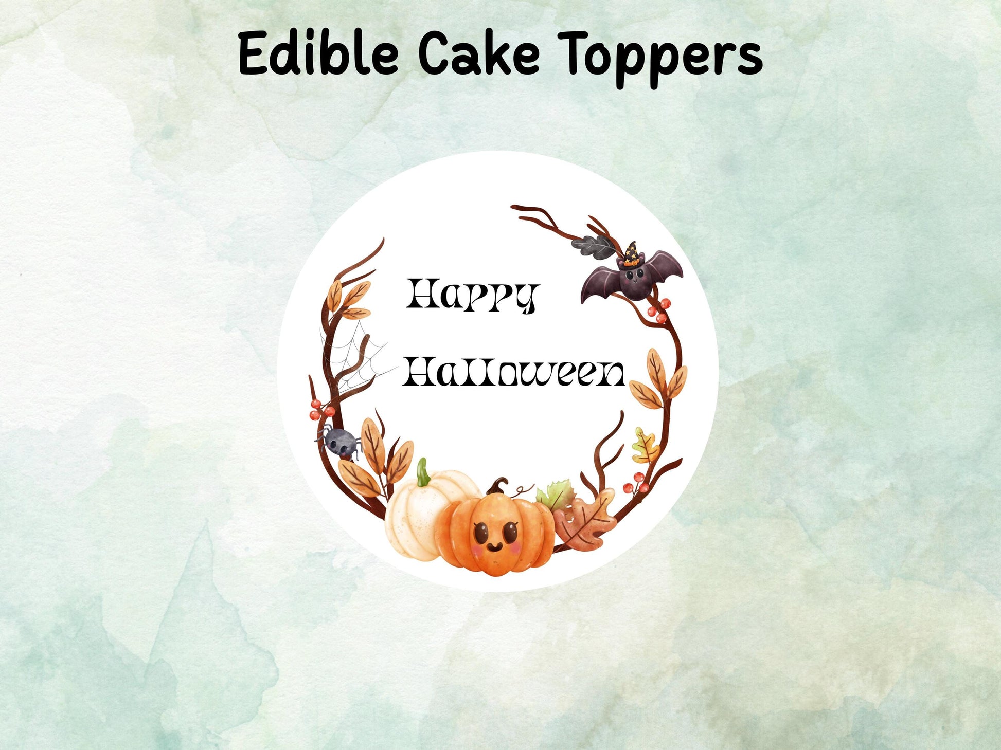 Happy Halloween Pumpkin Cake Topper: Edible Wafer, Card, or Icing Sheet, Halloween Baking