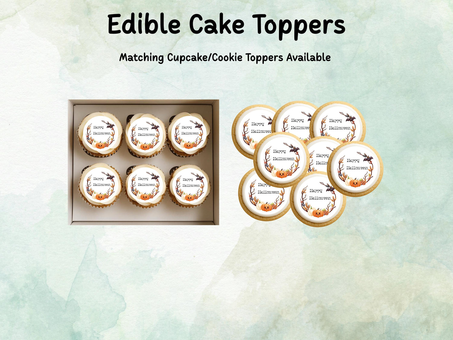 Happy Halloween Pumpkin Cake Topper: Edible Wafer, Card, or Icing Sheet, Halloween Baking