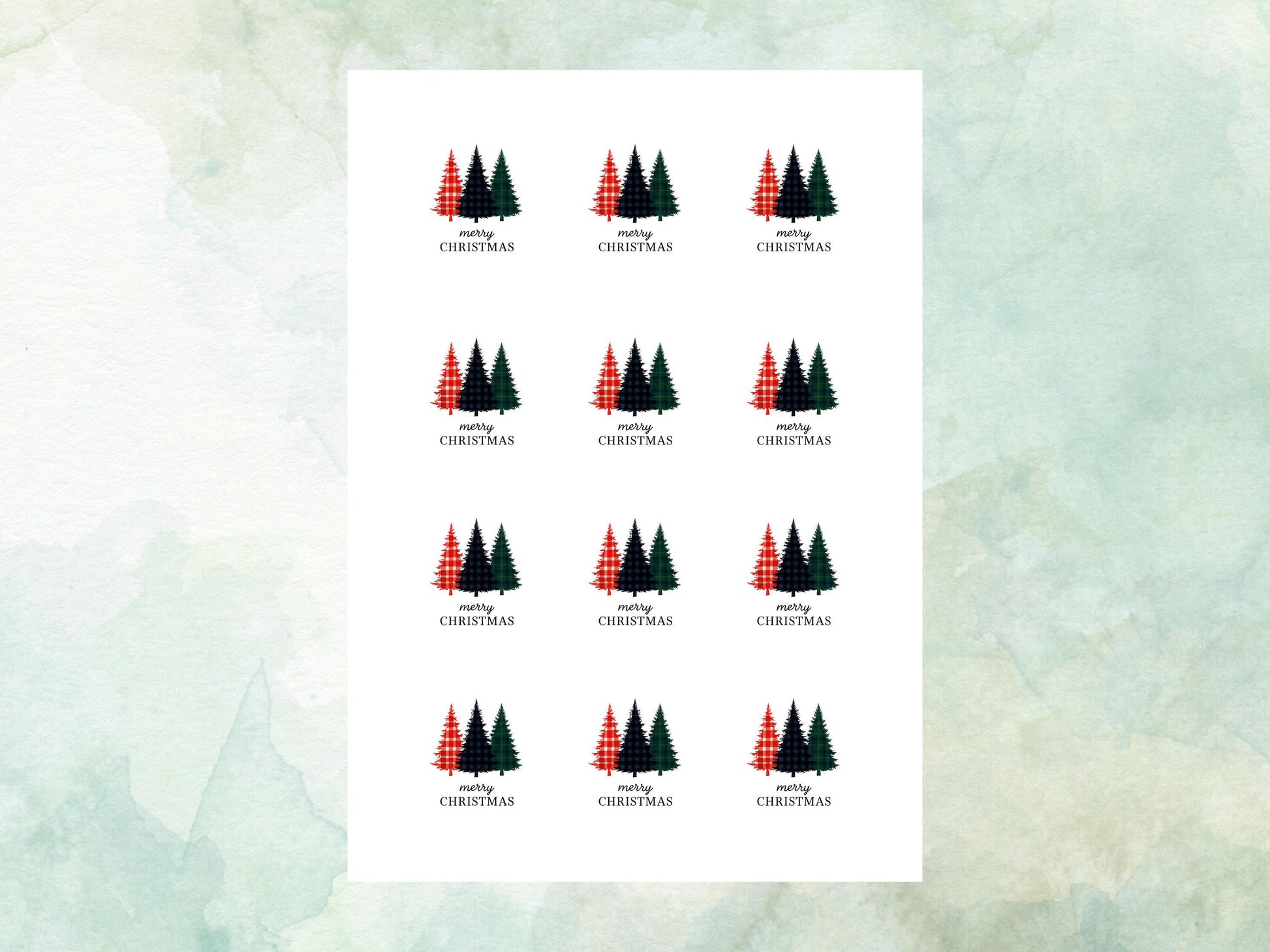 Merry Christmas Edible Cupcake Toppers: 12 x 2" Wafer Paper, Card, or Icing Sheet