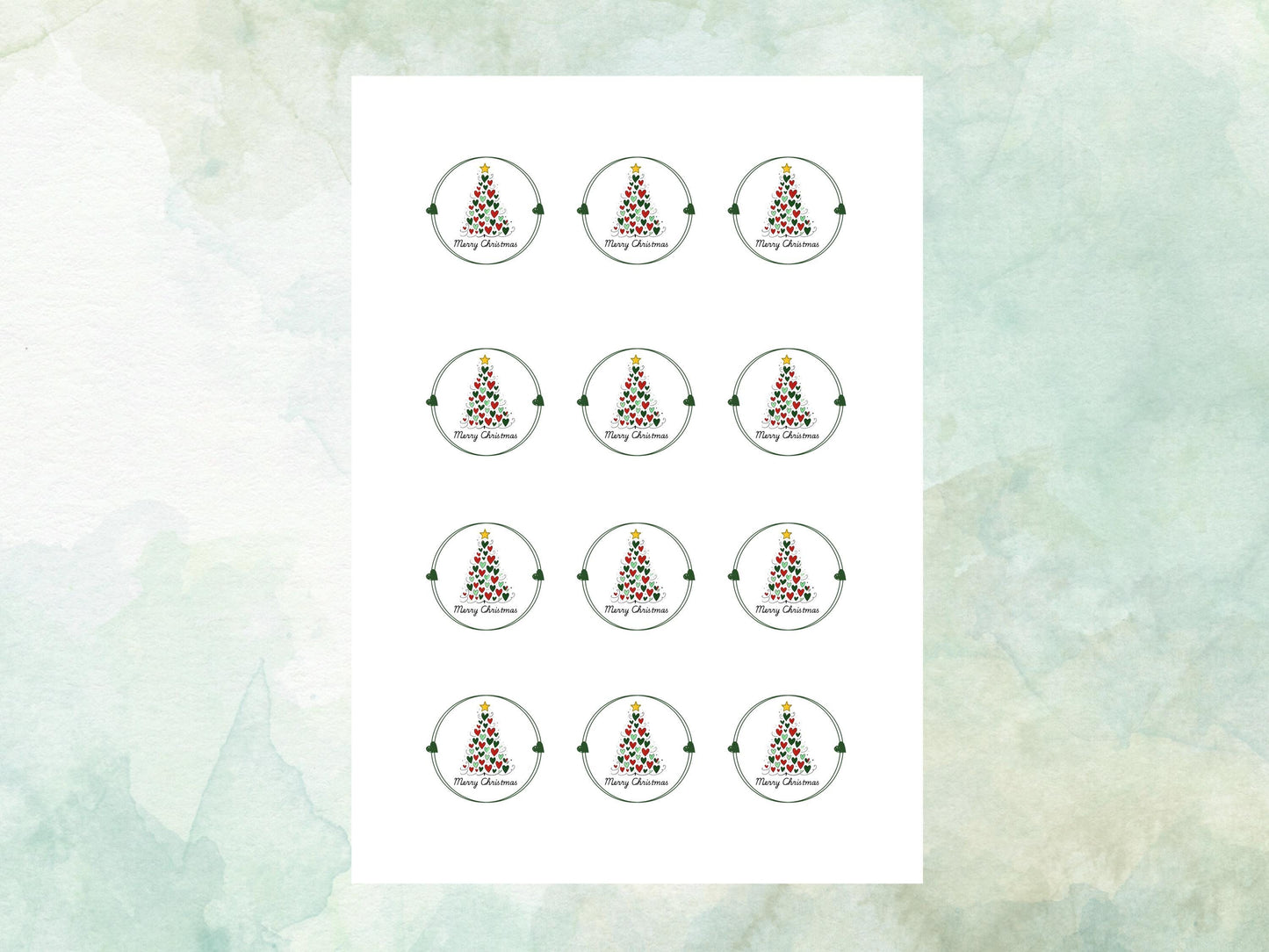 Merry Christmas Cupcake Toppers: Edible Wafer Paper, Card, or Icing (12 x 2")