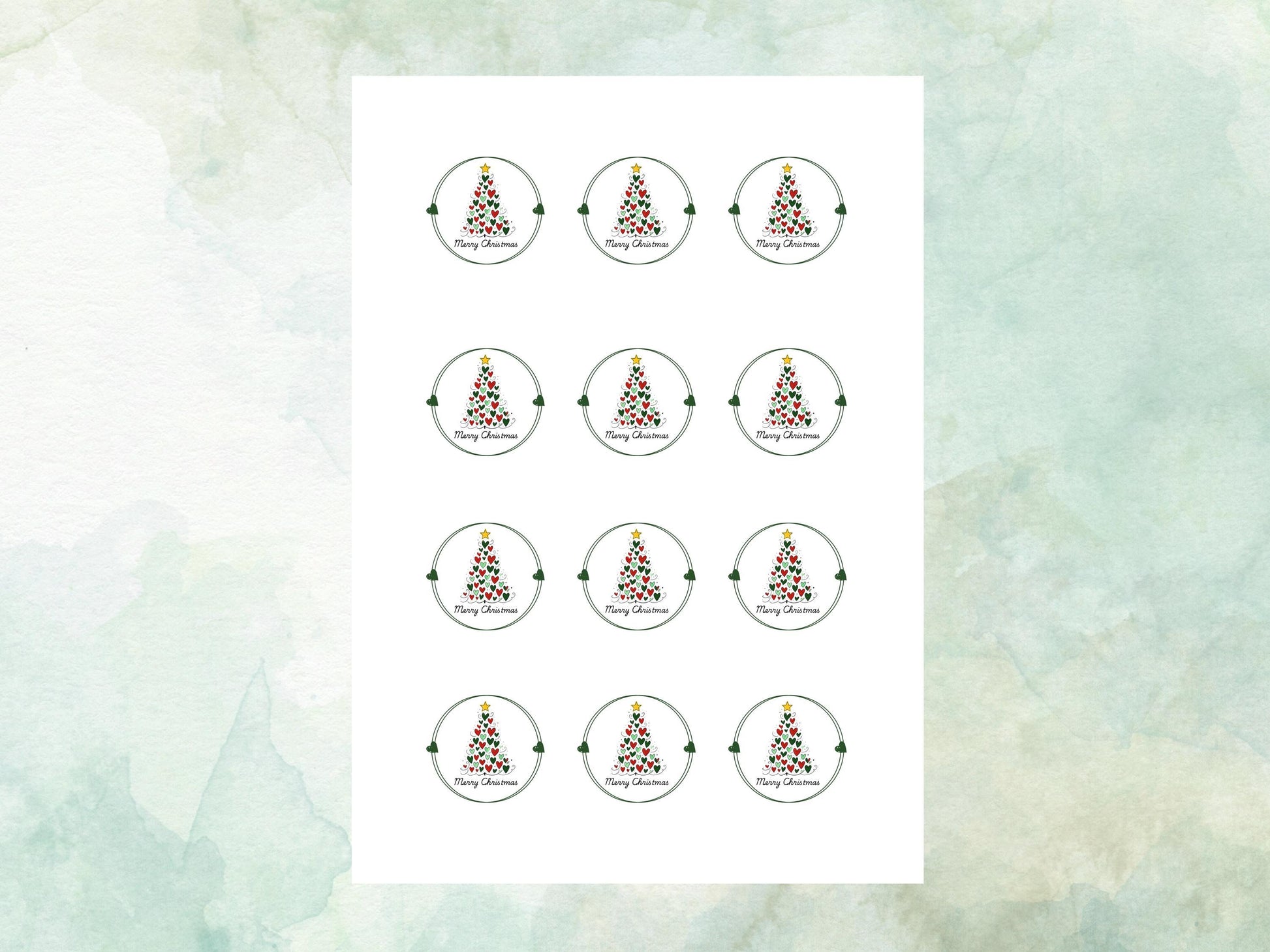 Merry Christmas Cupcake Toppers: Edible Wafer Paper, Card, or Icing (12 x 2")