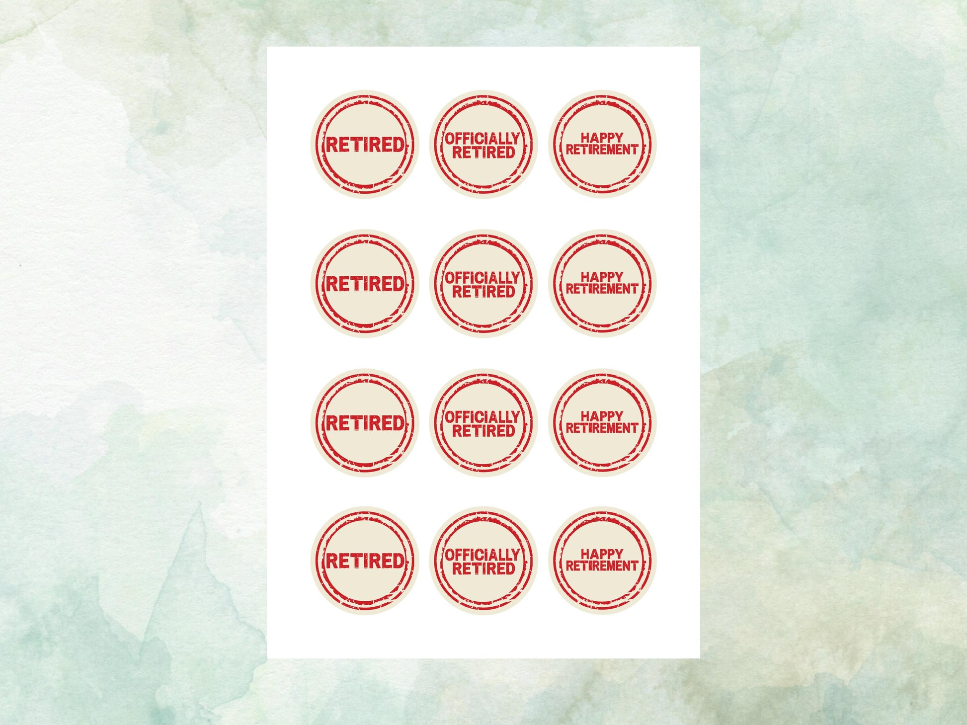 Retirement Edible Cupcake Toppers 12 x 2" Precut Wafer Paper, Card or Icing Sheet