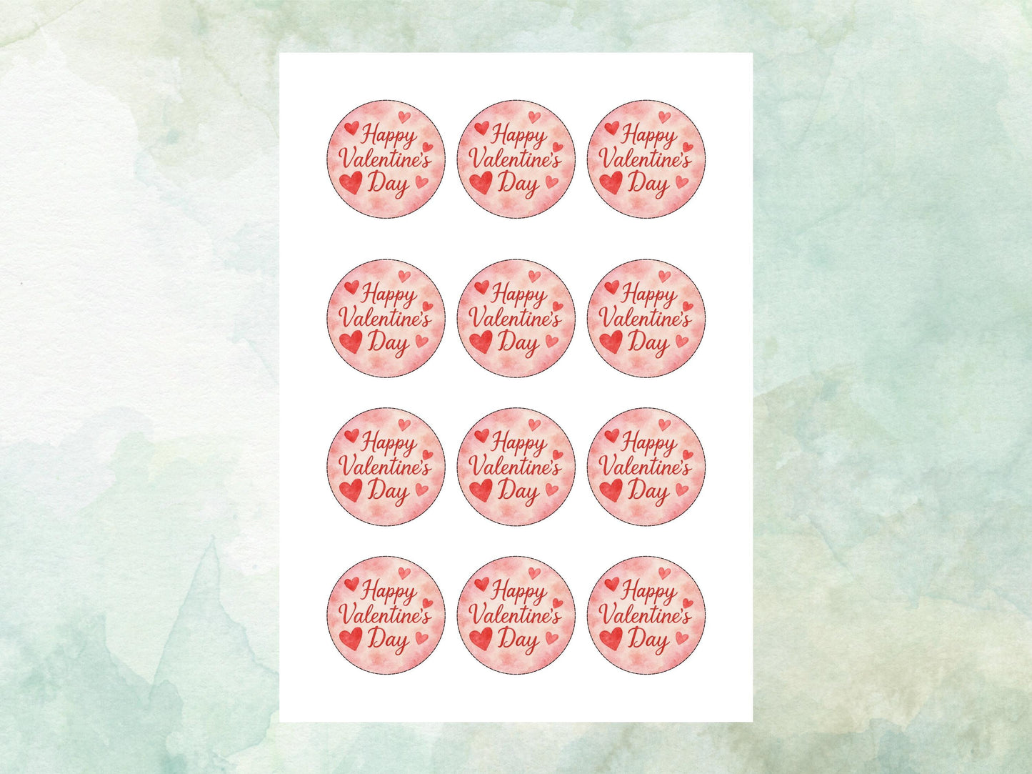 Happy Valentines Day Edible Cupcake Toppers 12 x 2"