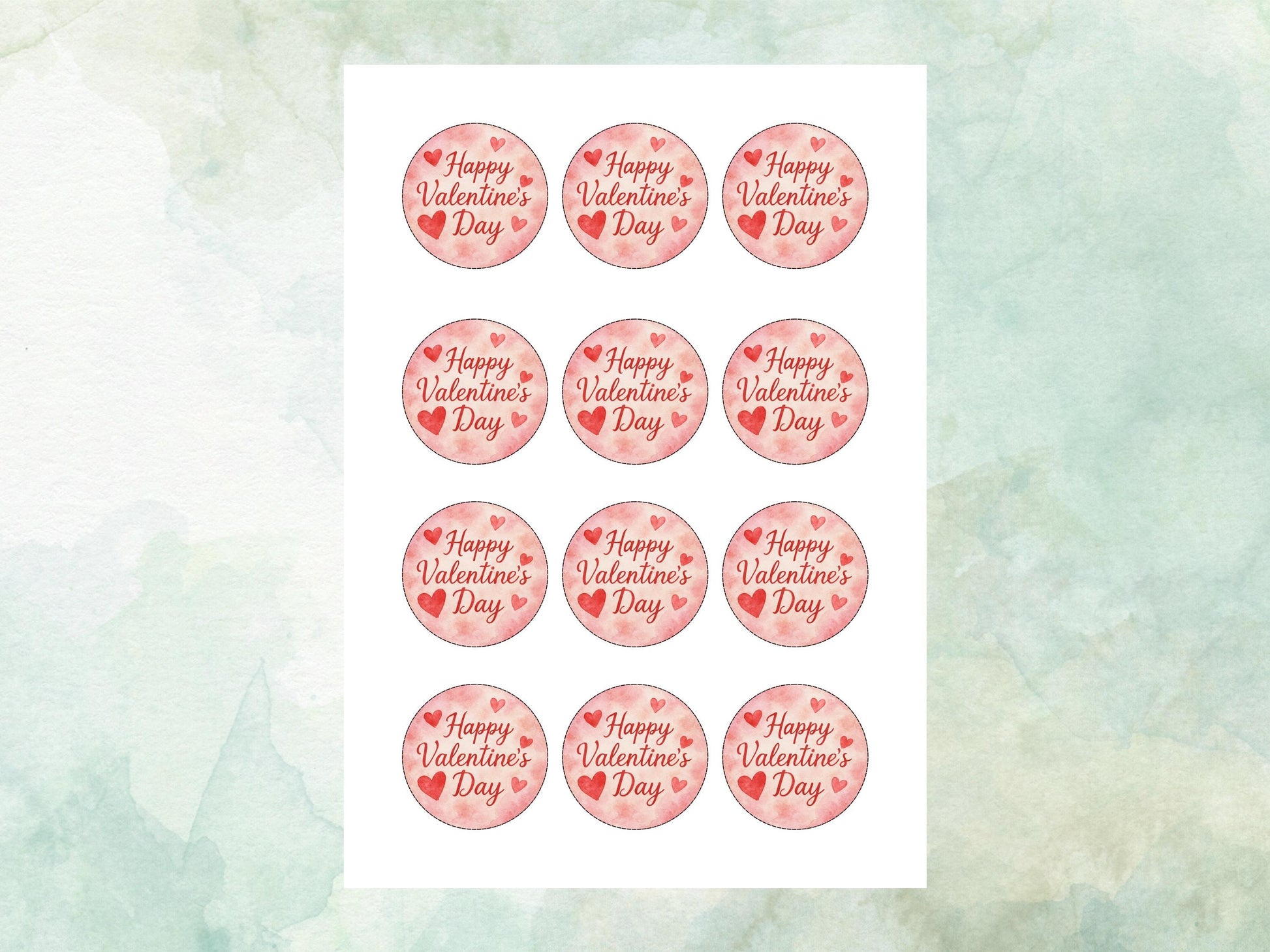 Happy Valentines Day Edible Cupcake Toppers 12 x 2"