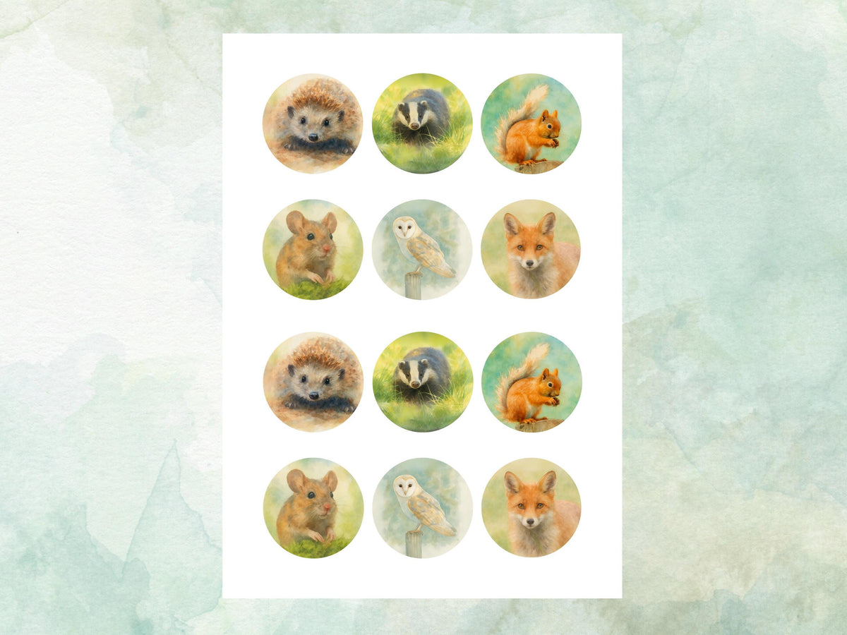 Forest Animal Edible Cupcake Toppers 12 x 2" Woodland Cake Decoration