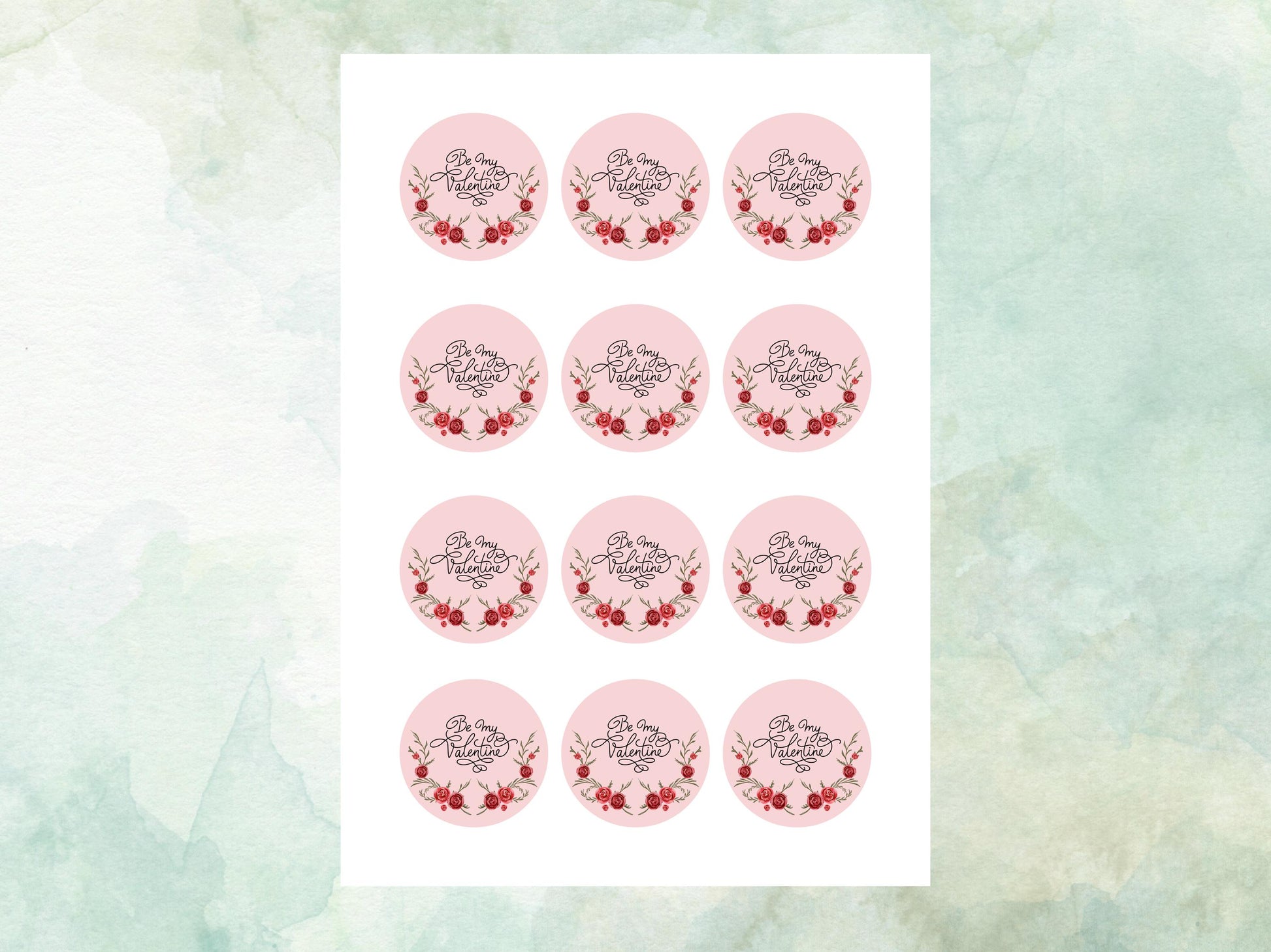 Valentines Day Edible Cupcake Toppers 12 x 2", Be My Valentine Toppers