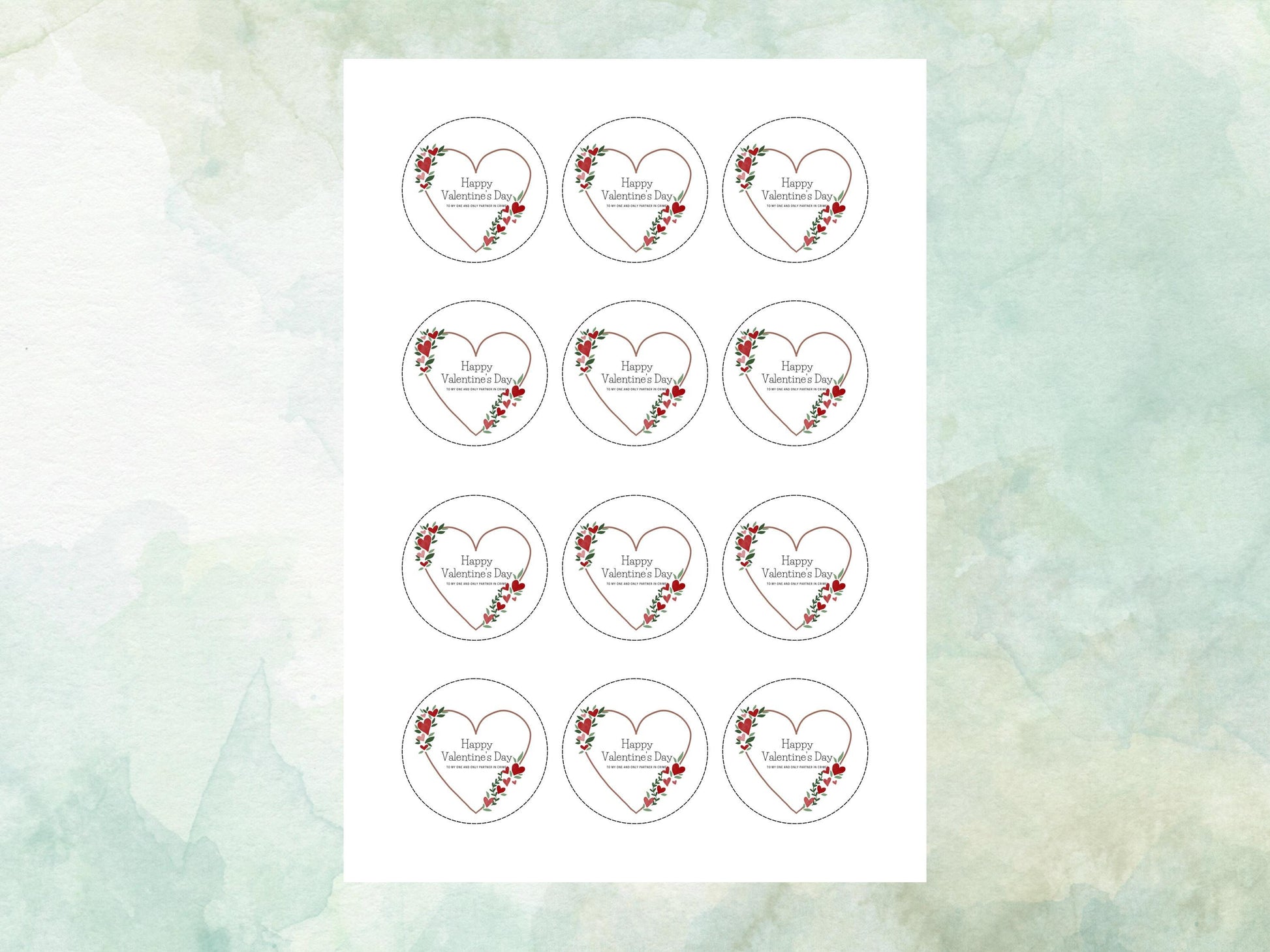 Happy Valentines Day Edible Cupcake Toppers 12 x 2"
