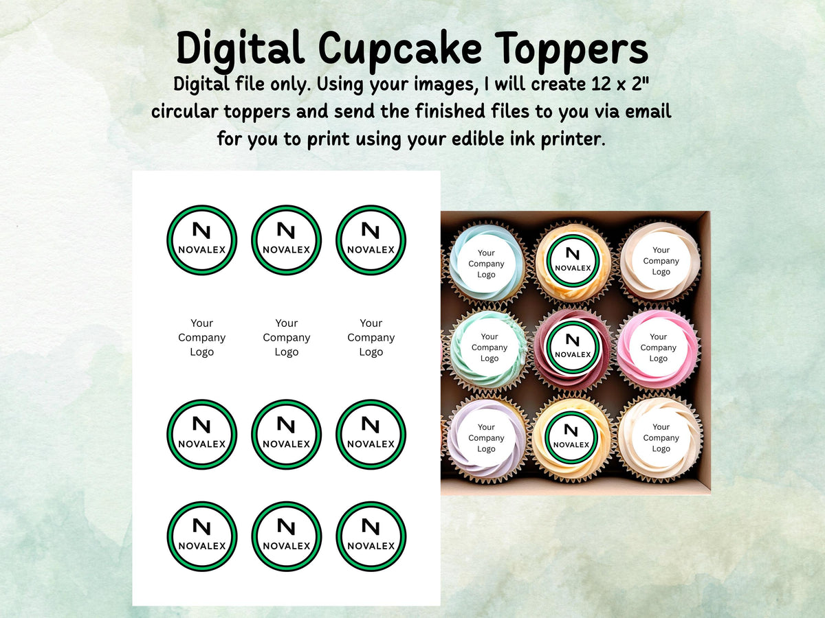 Digital Download Cupcake Toppers, Customized, Company logo Toppers