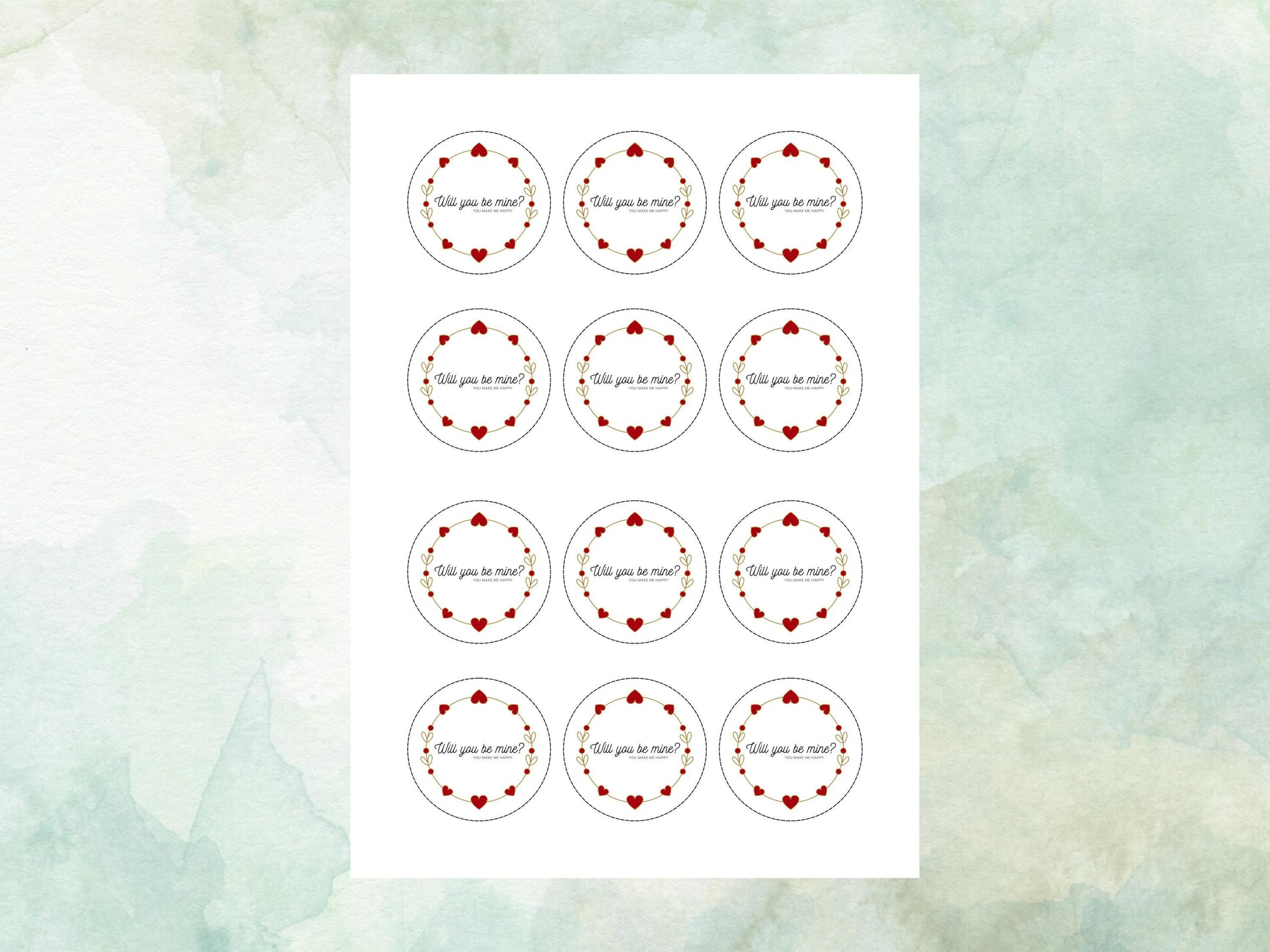 Will You Be Mine Edible Cupcake Toppers, Valentine's Day Toppers