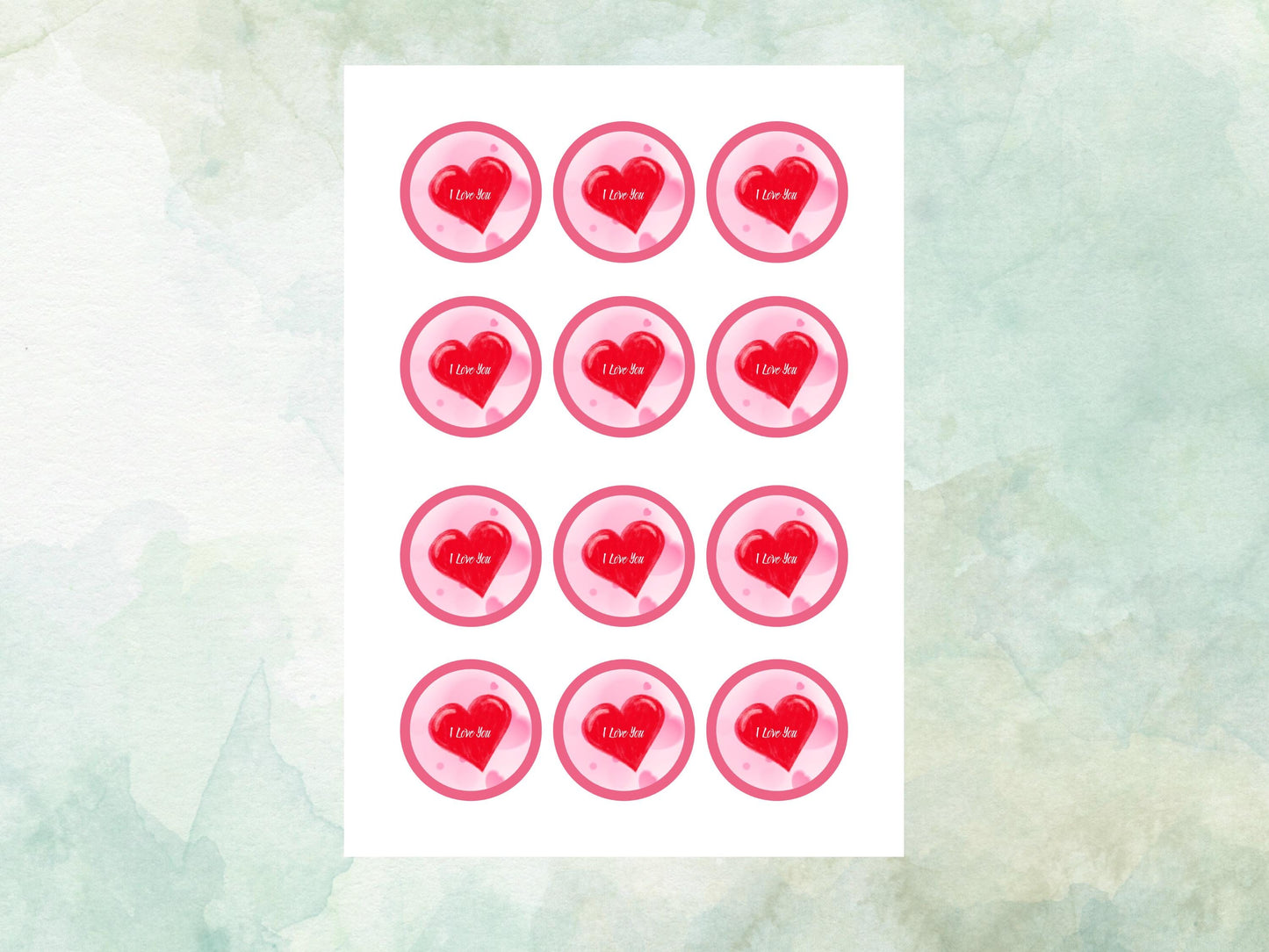 Heart Valentines Day Edible Cupcake Toppers, I Love You Valentine Toppers