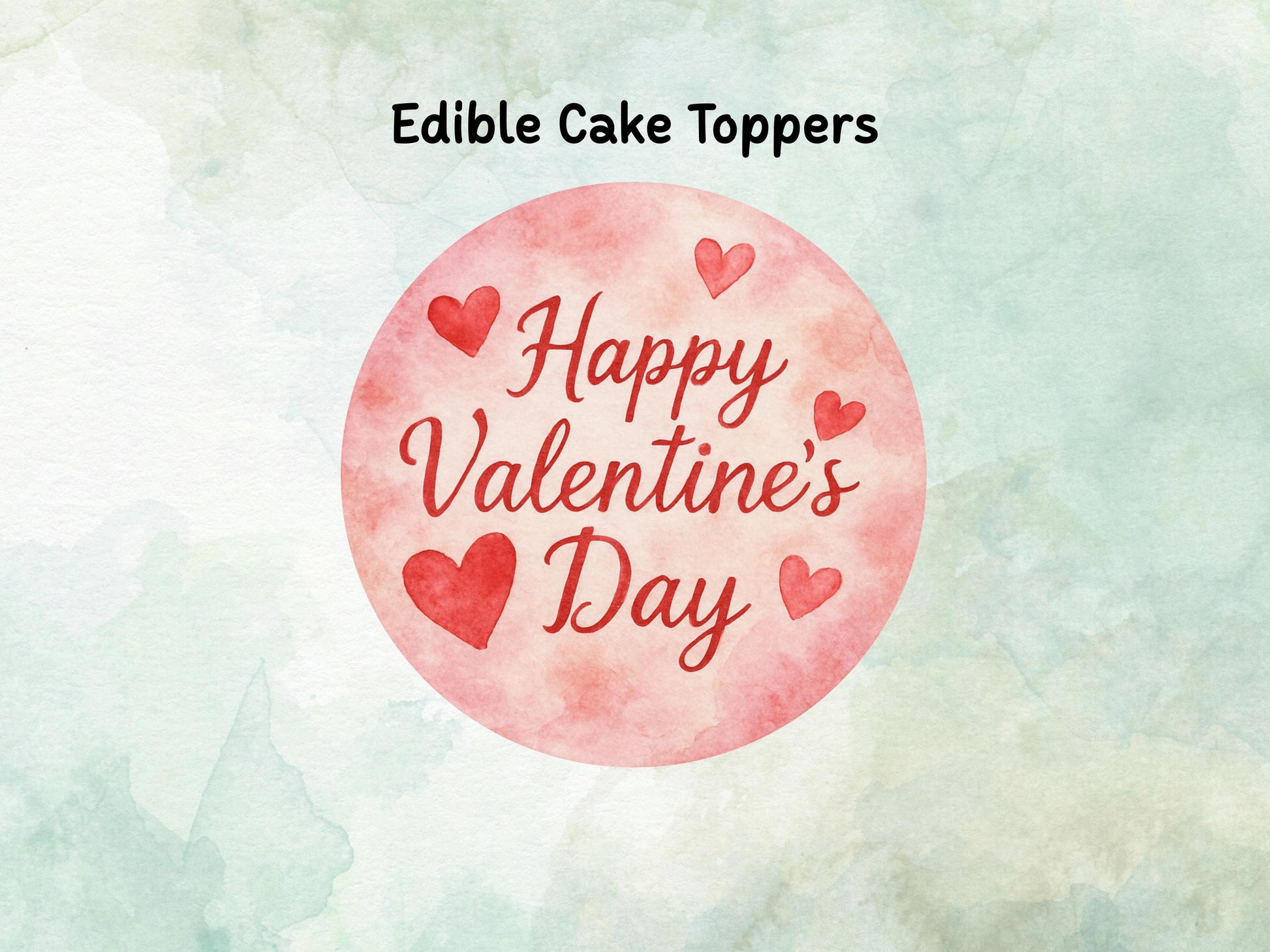 Happy Valentine's Day Edible Cake Topper, Heart Cake Decoration
