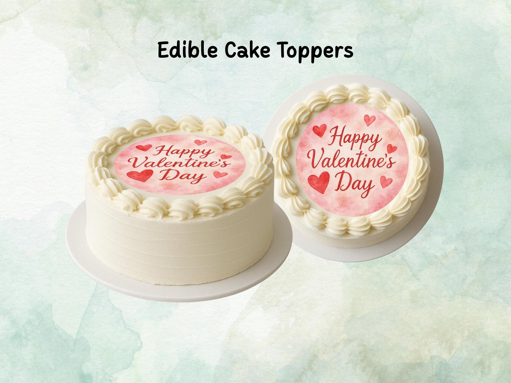 Happy Valentine's Day Edible Cake Topper, Heart Cake Decoration