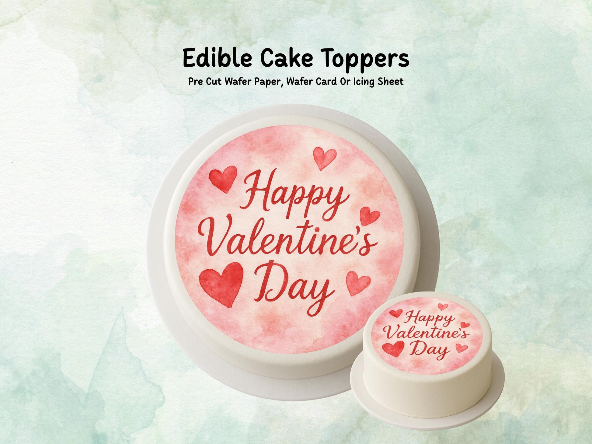 Happy Valentine's Day Edible Cake Topper, Heart Cake Decoration