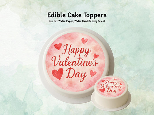 Happy Valentine's Day Edible Cake Topper, Heart Cake Decoration