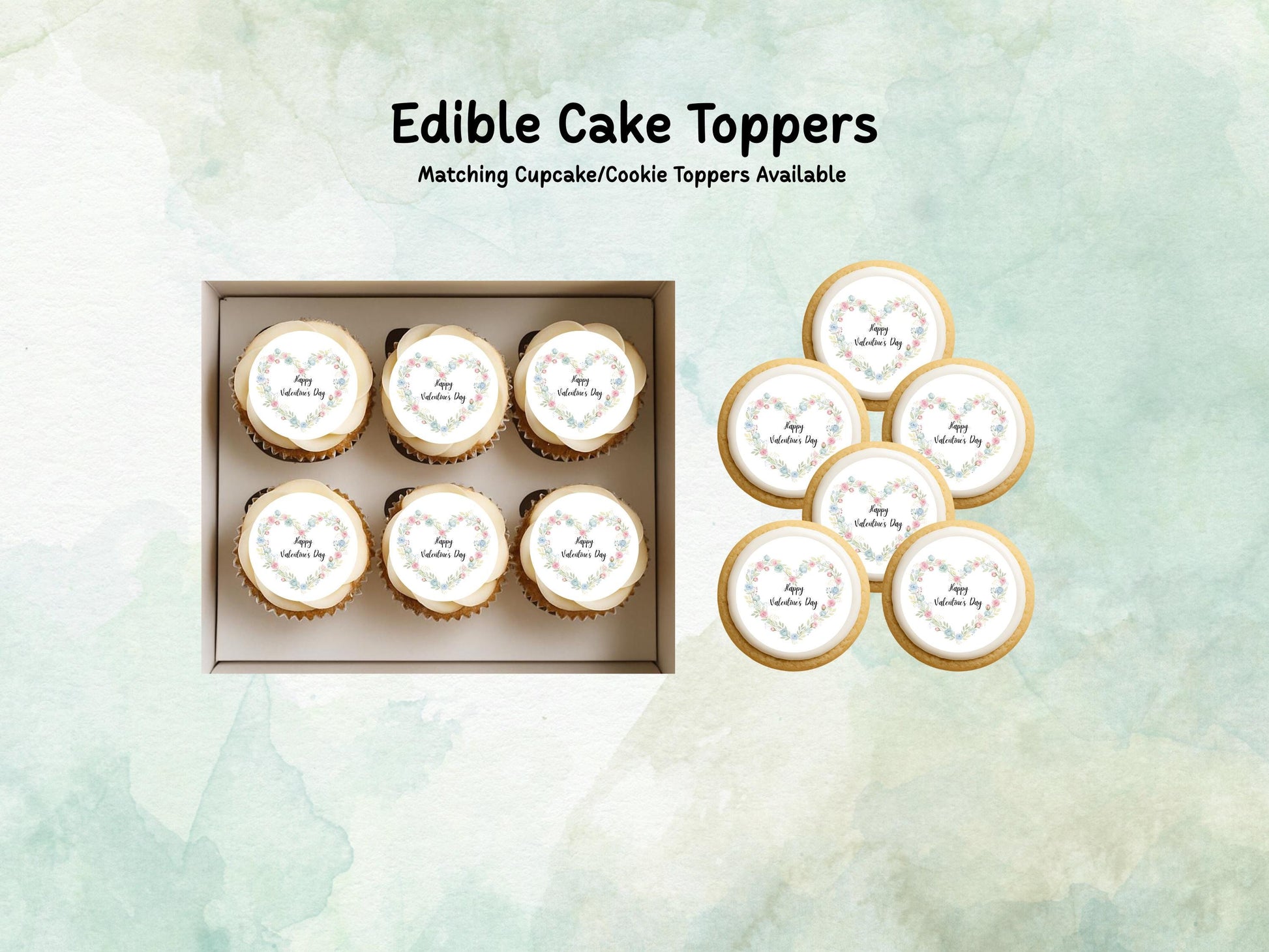 Happy Valentine's Day Edible Cake Topper, Heart Cake Decoration