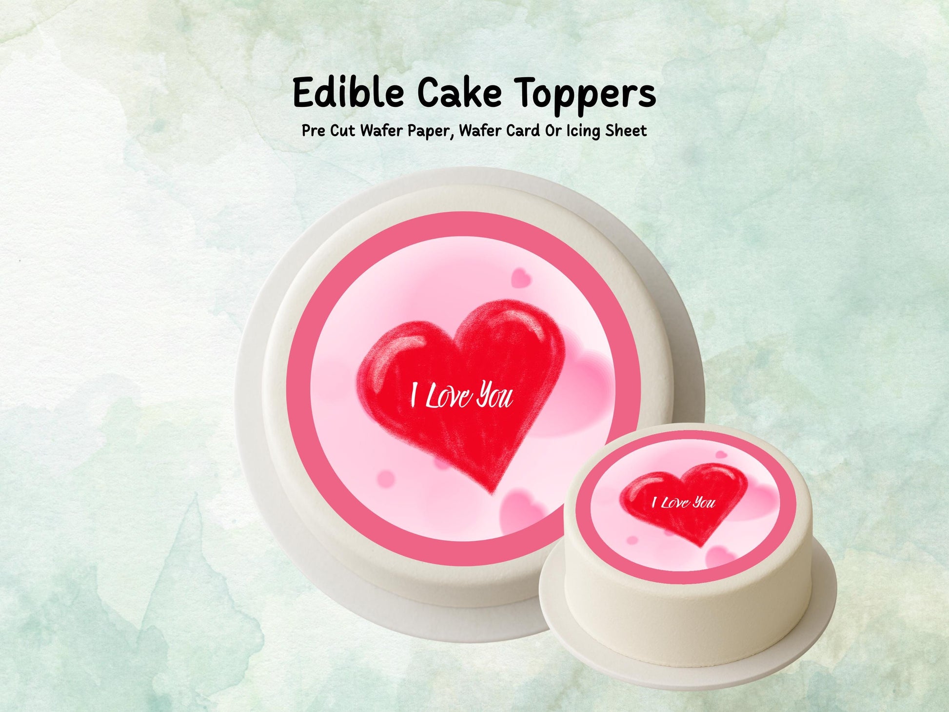 Heart I Love You Edible Cake Topper, Valentine's Day Cake Decoration