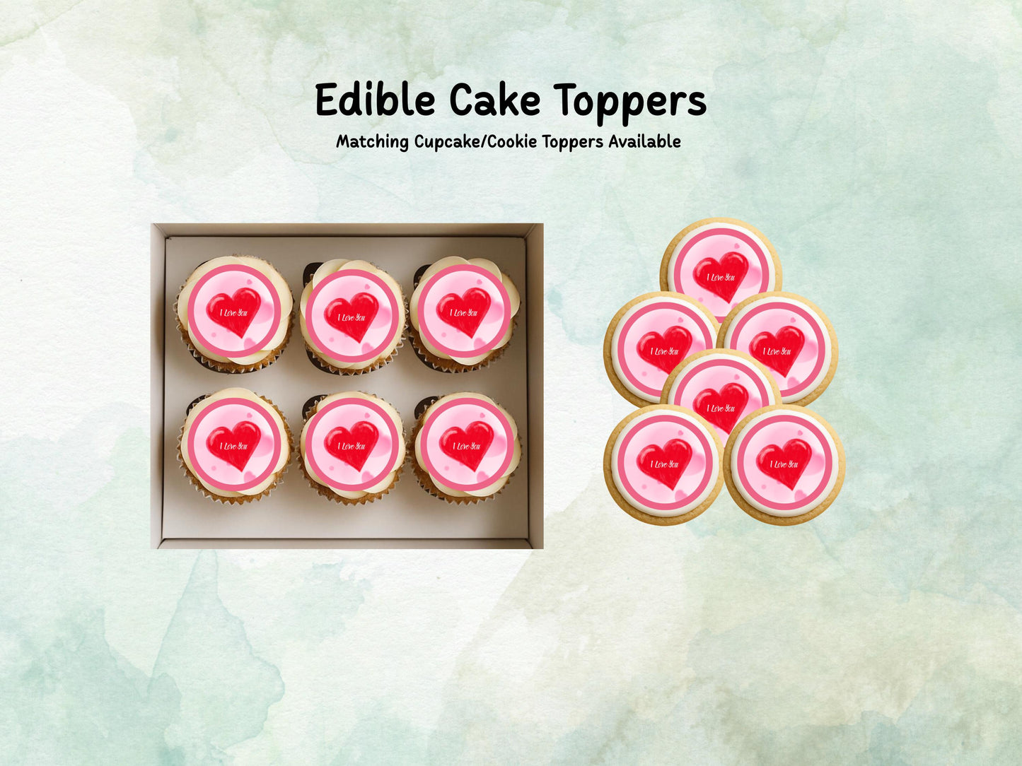 Heart I Love You Edible Cake Topper, Valentine's Day Cake Decoration