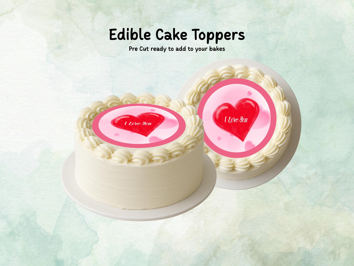 Heart I Love You Edible Cake Topper, Valentine's Day Cake Decoration