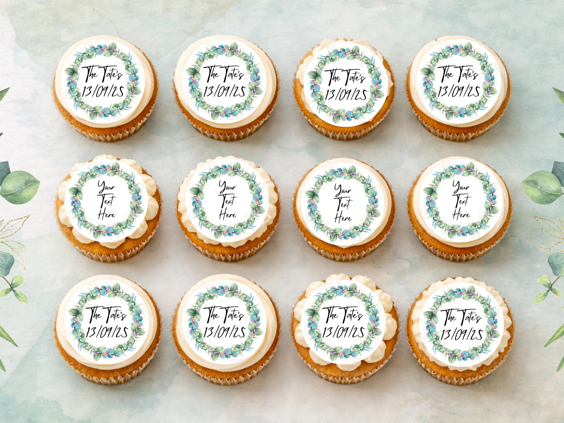 Personalized Edible Cupcake Toppers - Wedding, Birthday (Pre-cut)