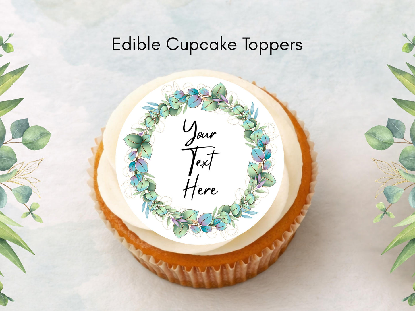 Personalized Edible Cupcake Toppers - Wedding, Birthday (Pre-cut)