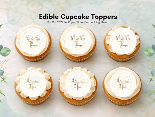 Personalized Wedding Edible Cupcake Toppers – Edible Wafer Paper, Icing Sheet