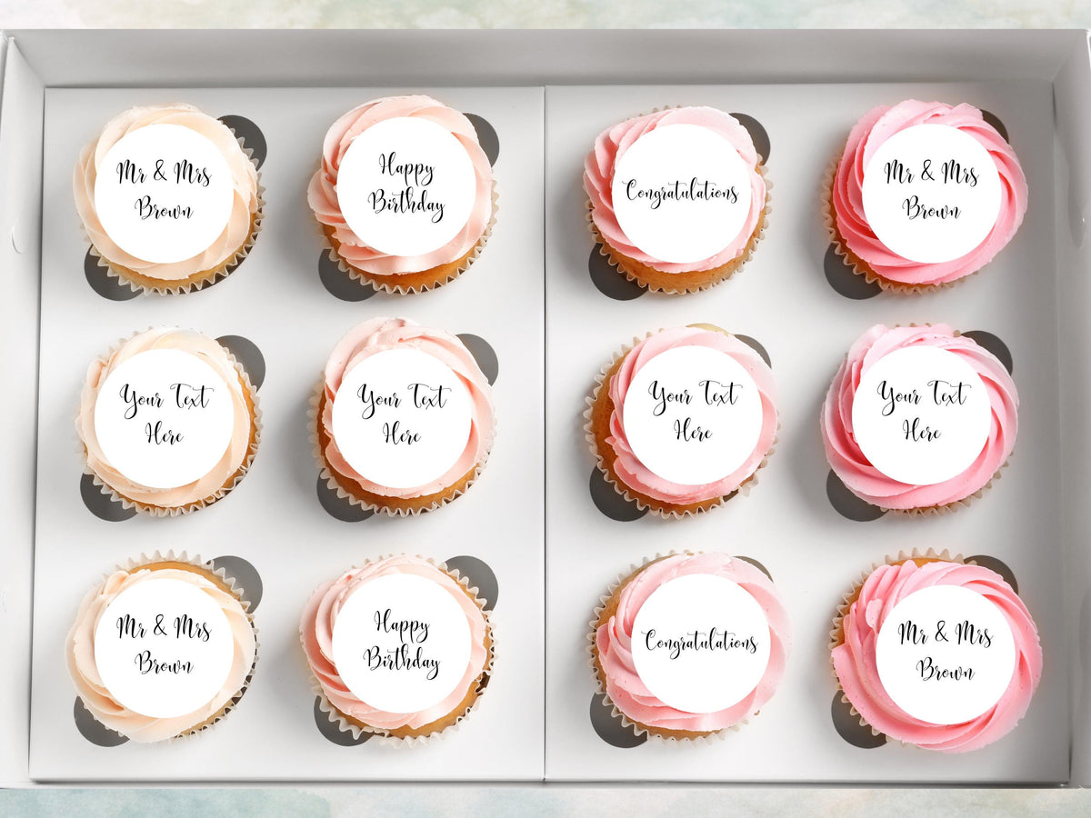 Personalized Edible Cupcake Toppers – Wedding and Birthday Cake Decorations