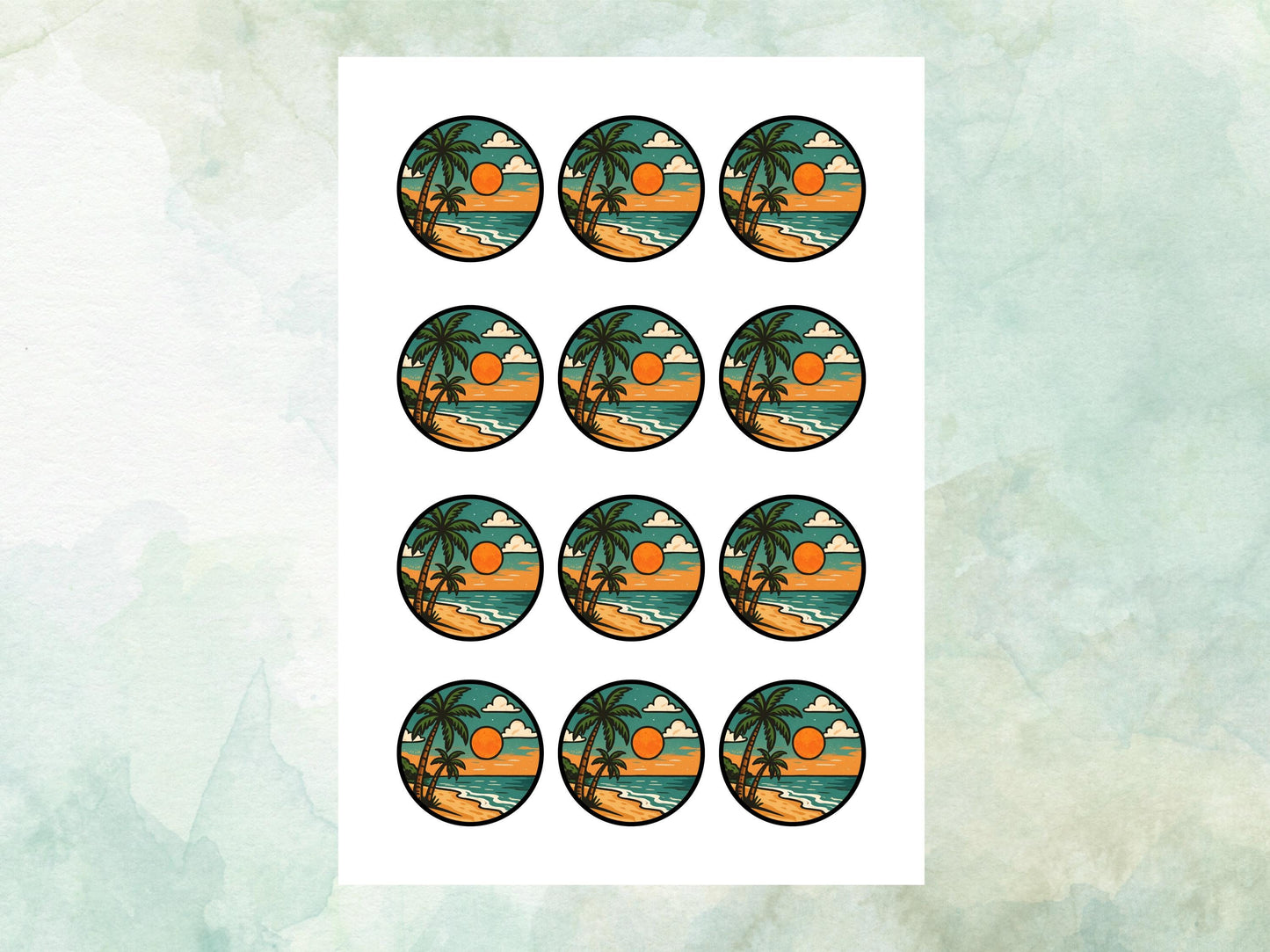 Tropical Beach Edible Cupcake Toppers – Coastal Cake Images