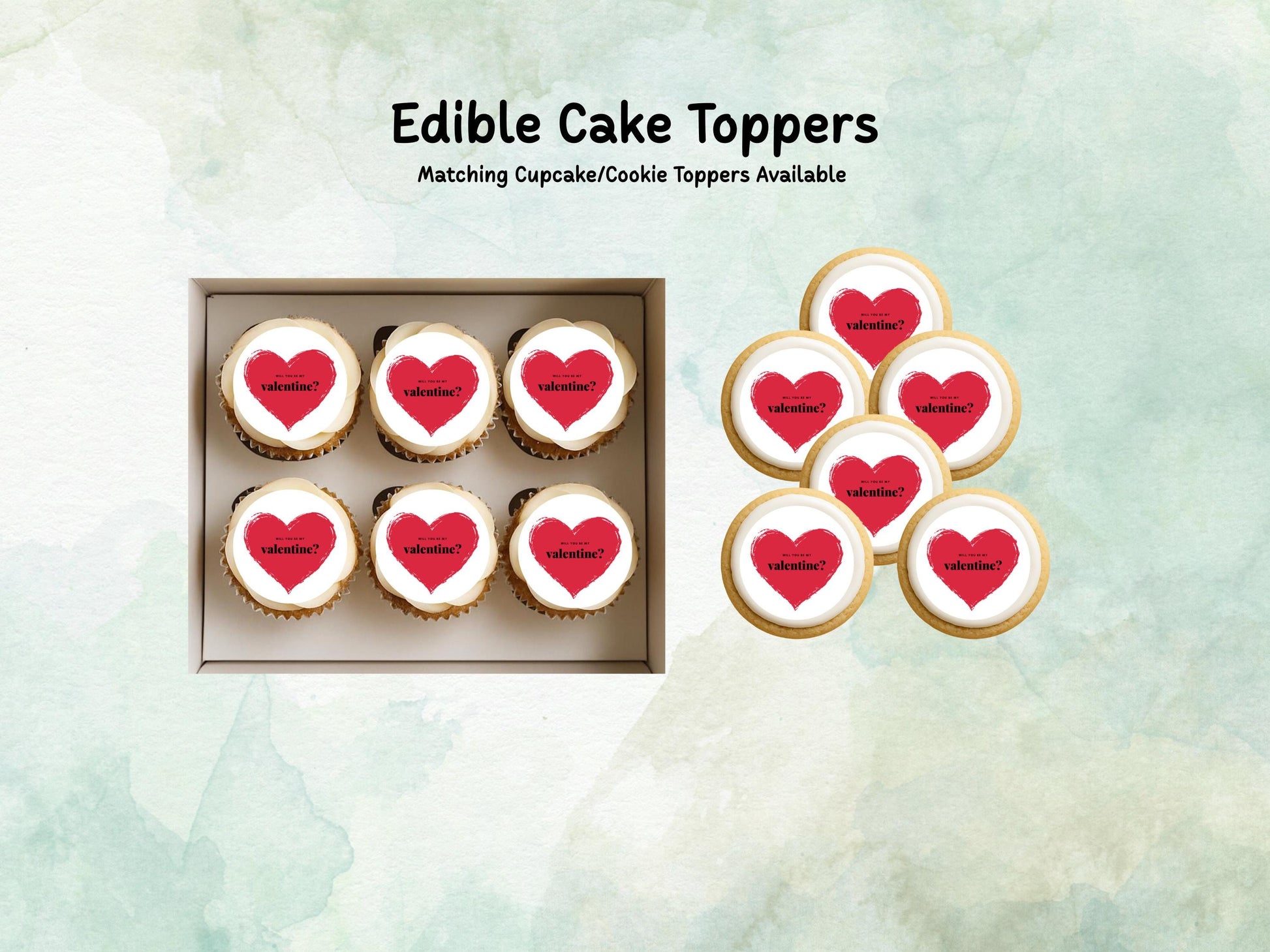 Will You Be My Valentine Edible Cake Topper, Valentines Day Heart Cake Decoration