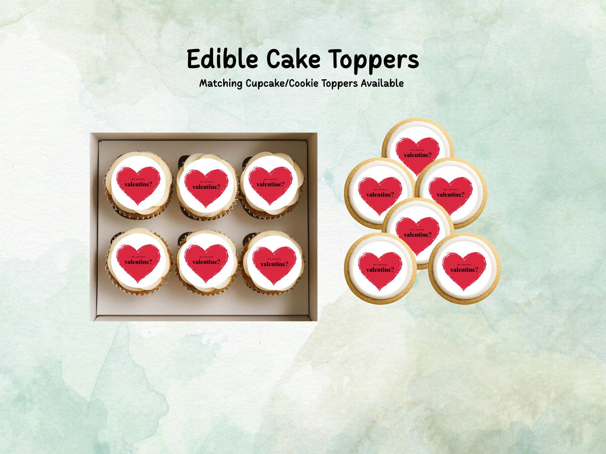 Will You Be My Valentine Edible Cake Topper, Valentines Day Heart Cake Decoration