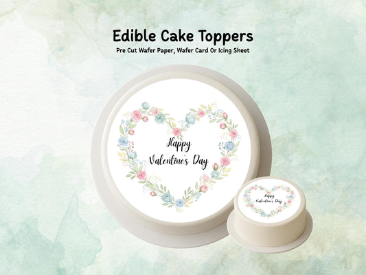 Happy Valentine's Day Edible Cake Topper, Heart Cake Decoration