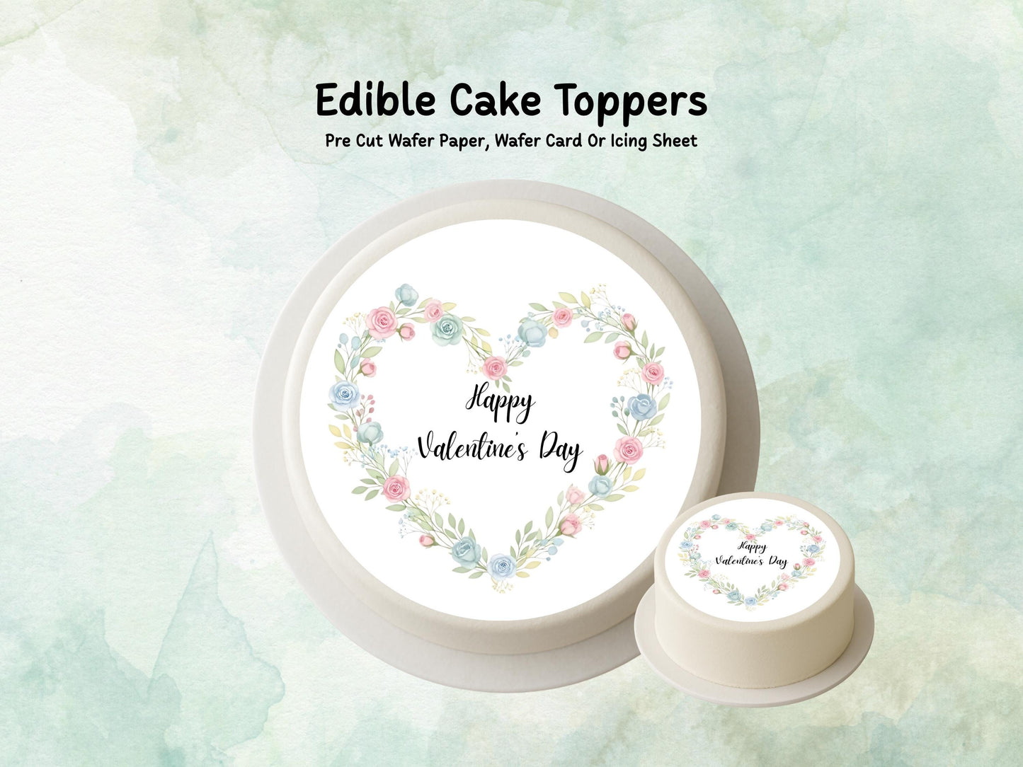 Happy Valentine's Day Edible Cake Topper, Heart Cake Decoration