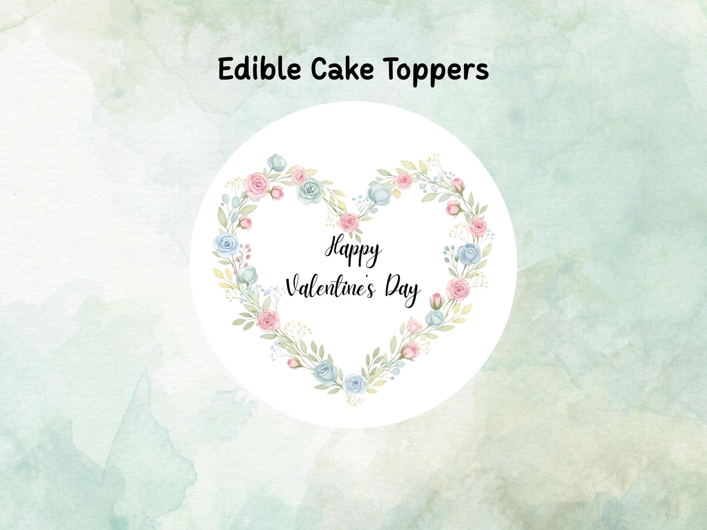 Happy Valentine's Day Edible Cake Topper, Heart Cake Decoration