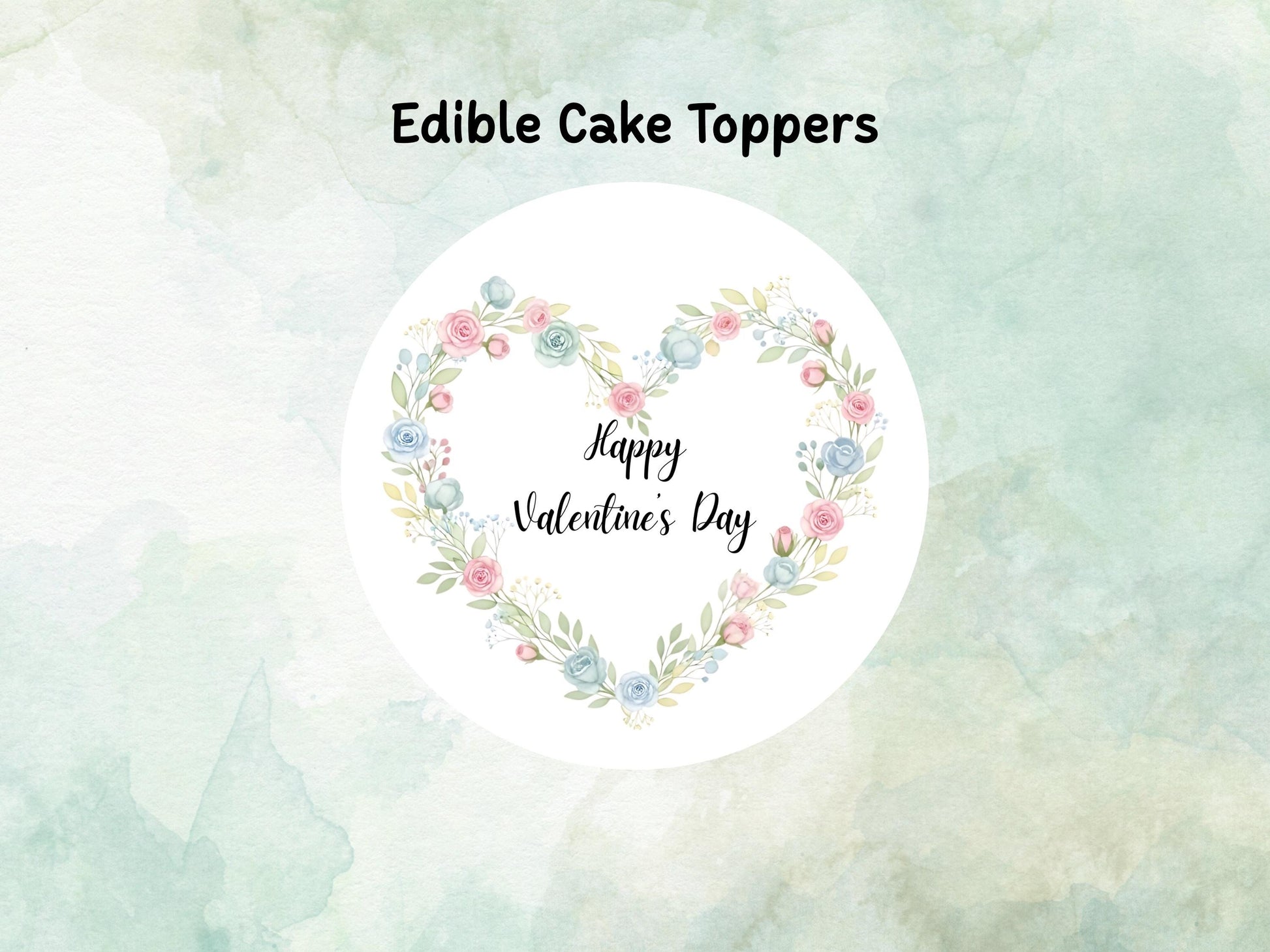 Happy Valentine's Day Edible Cake Topper, Heart Cake Decoration