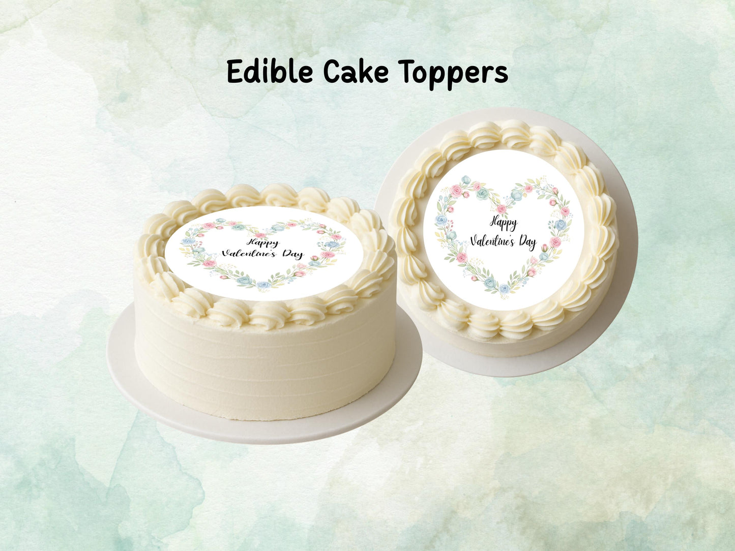 Happy Valentine's Day Edible Cake Topper, Heart Cake Decoration