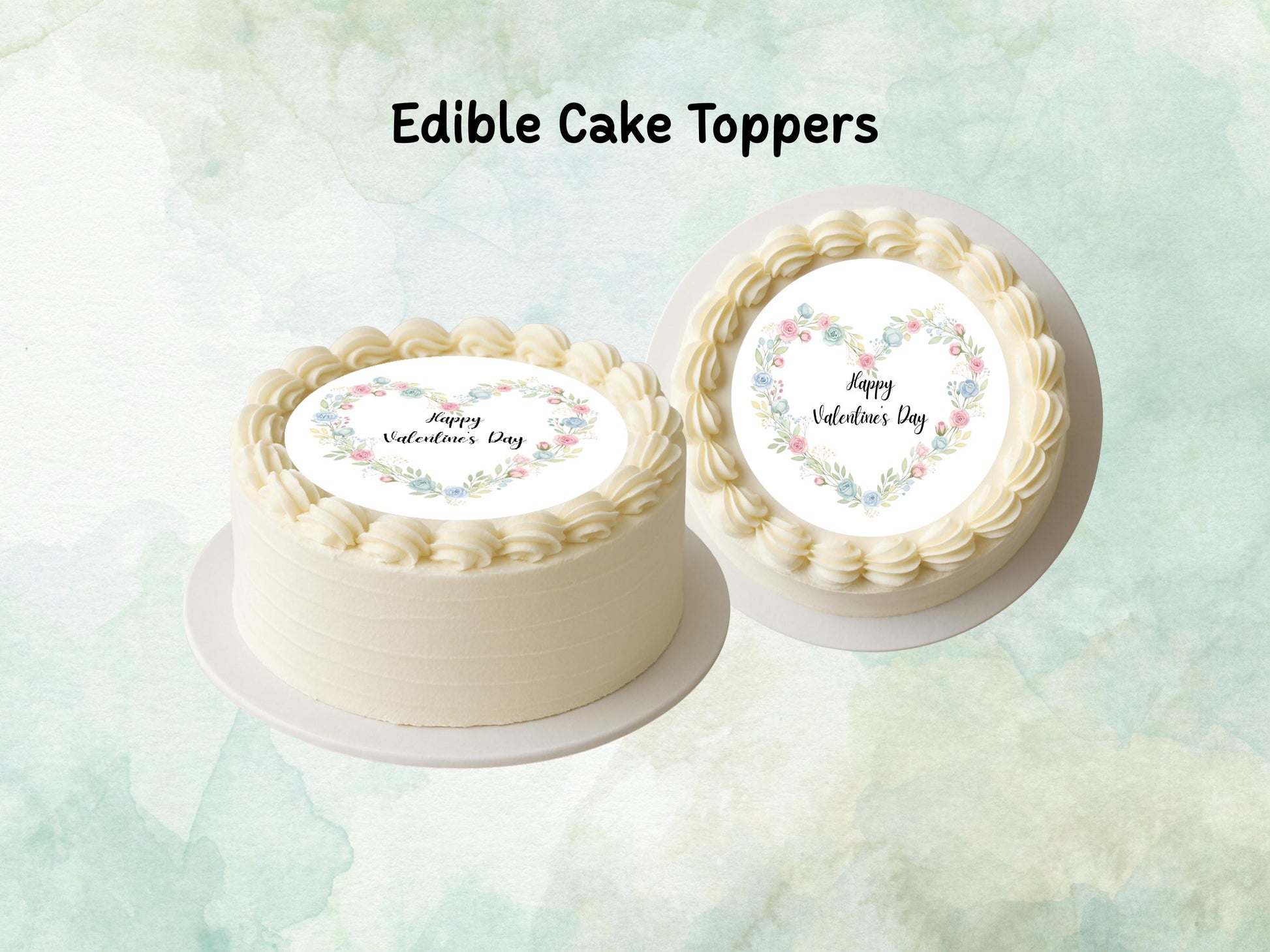 Happy Valentine's Day Edible Cake Topper, Heart Cake Decoration